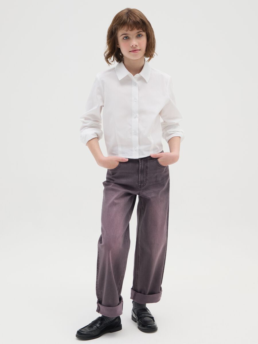 Girls' purple stretchy cotton skater jeans_0