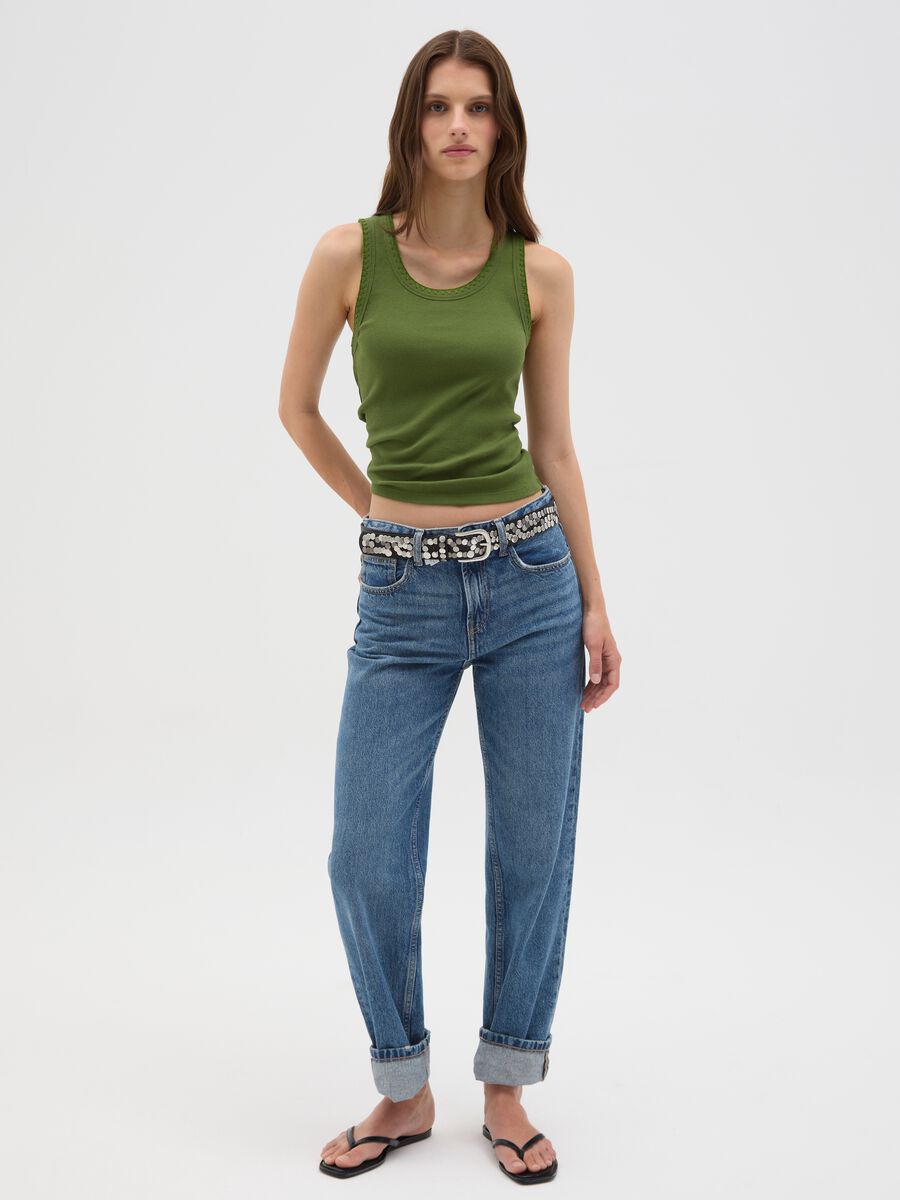 Women's green stretch cotton camisole_1