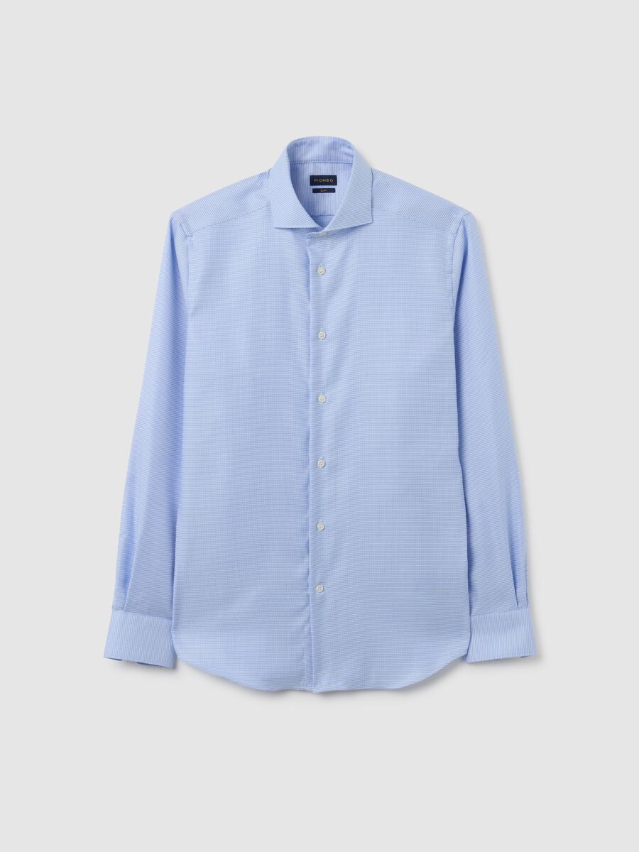 Blue long-sleeve cotton shirt_4