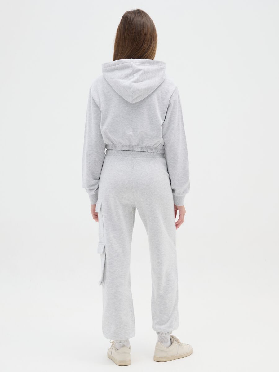 Girls' Grey Cotton Blend Joggers Regular Fit with Cargo Pockets_1