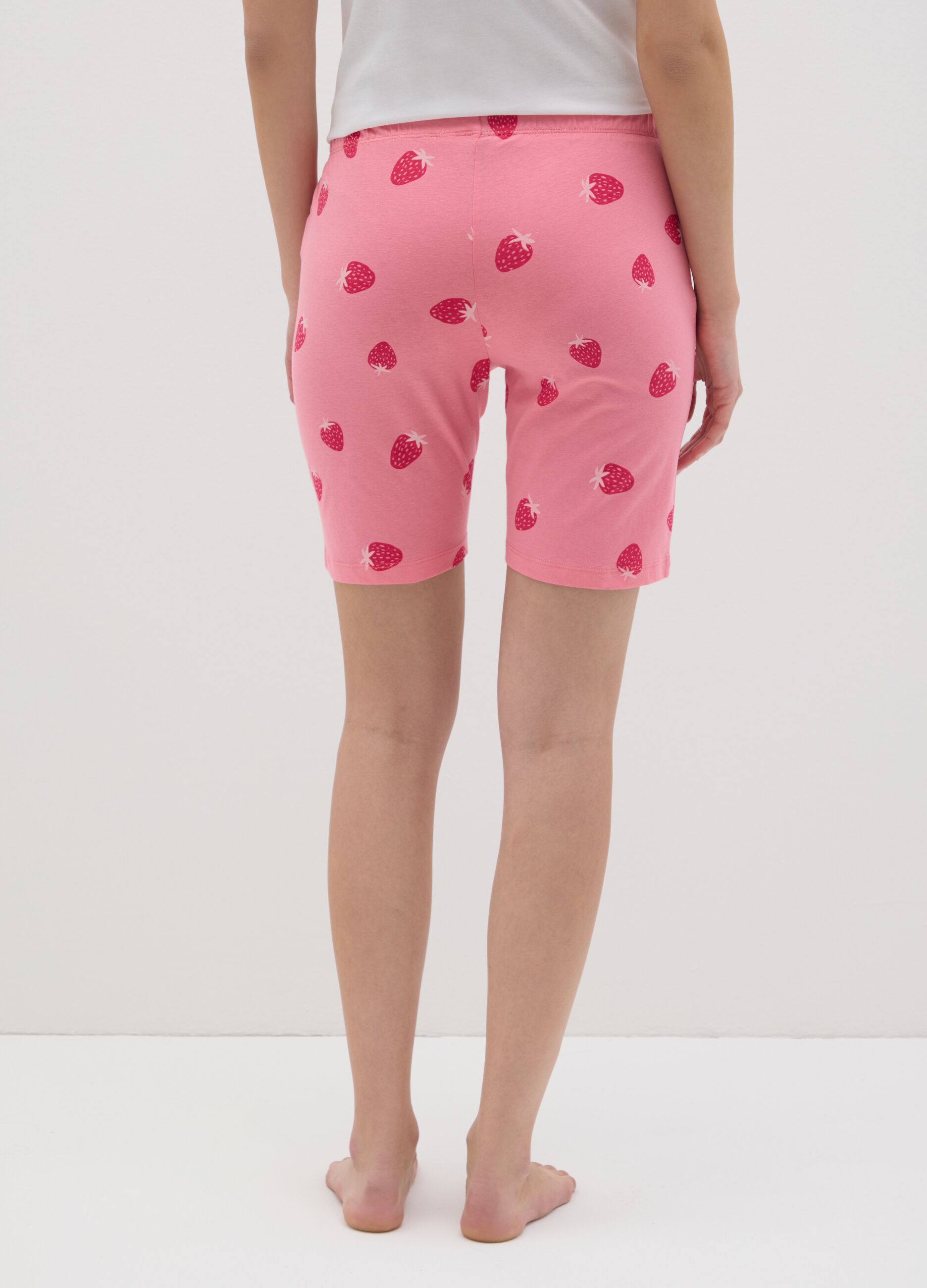 Pantaloncini da donna in puro cotone rosa regular fit