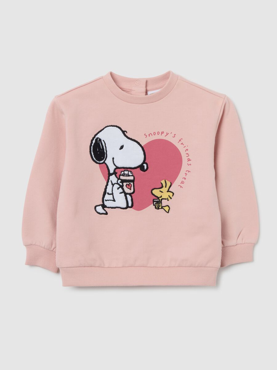 Pink Stretch Cotton Sweatshirt Featuring Snoopy_0