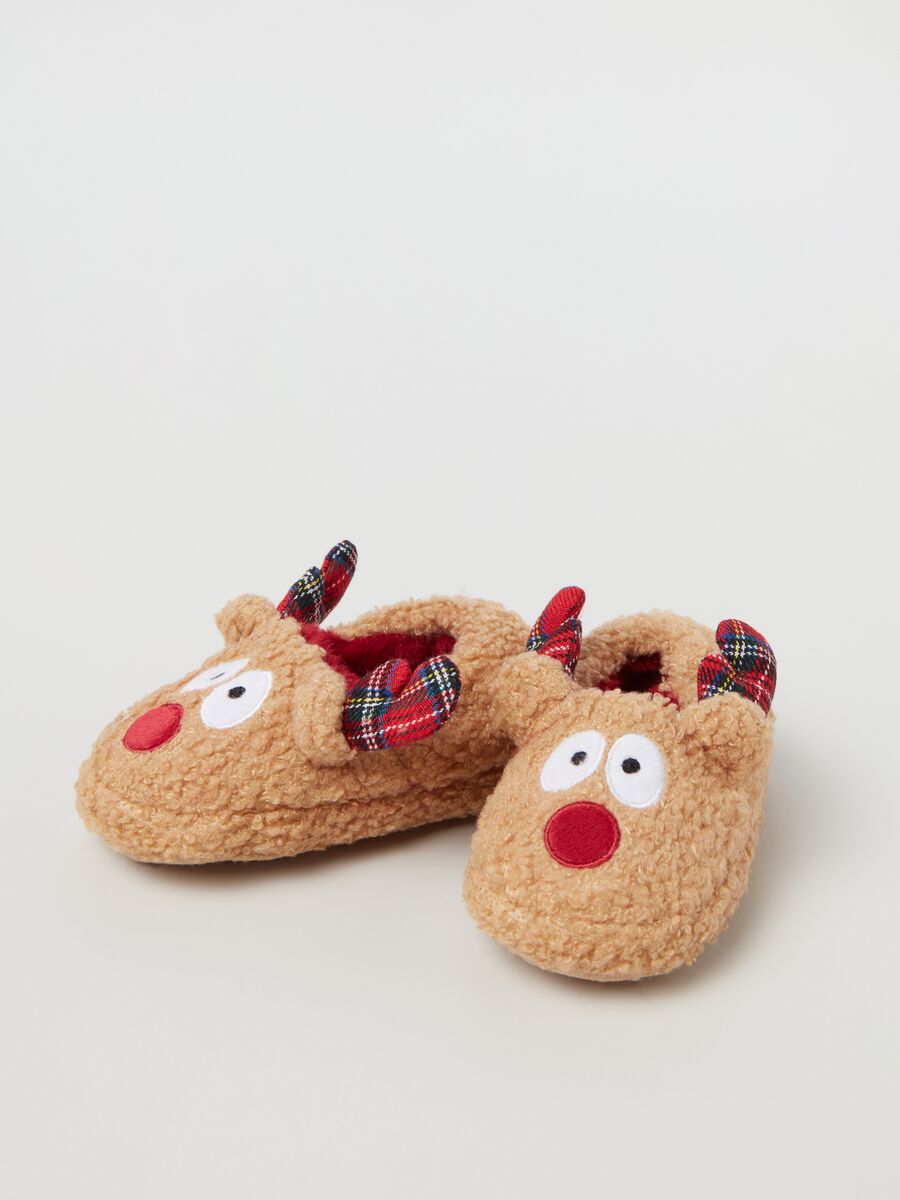 Pantofole boucle con renna natalizia_1