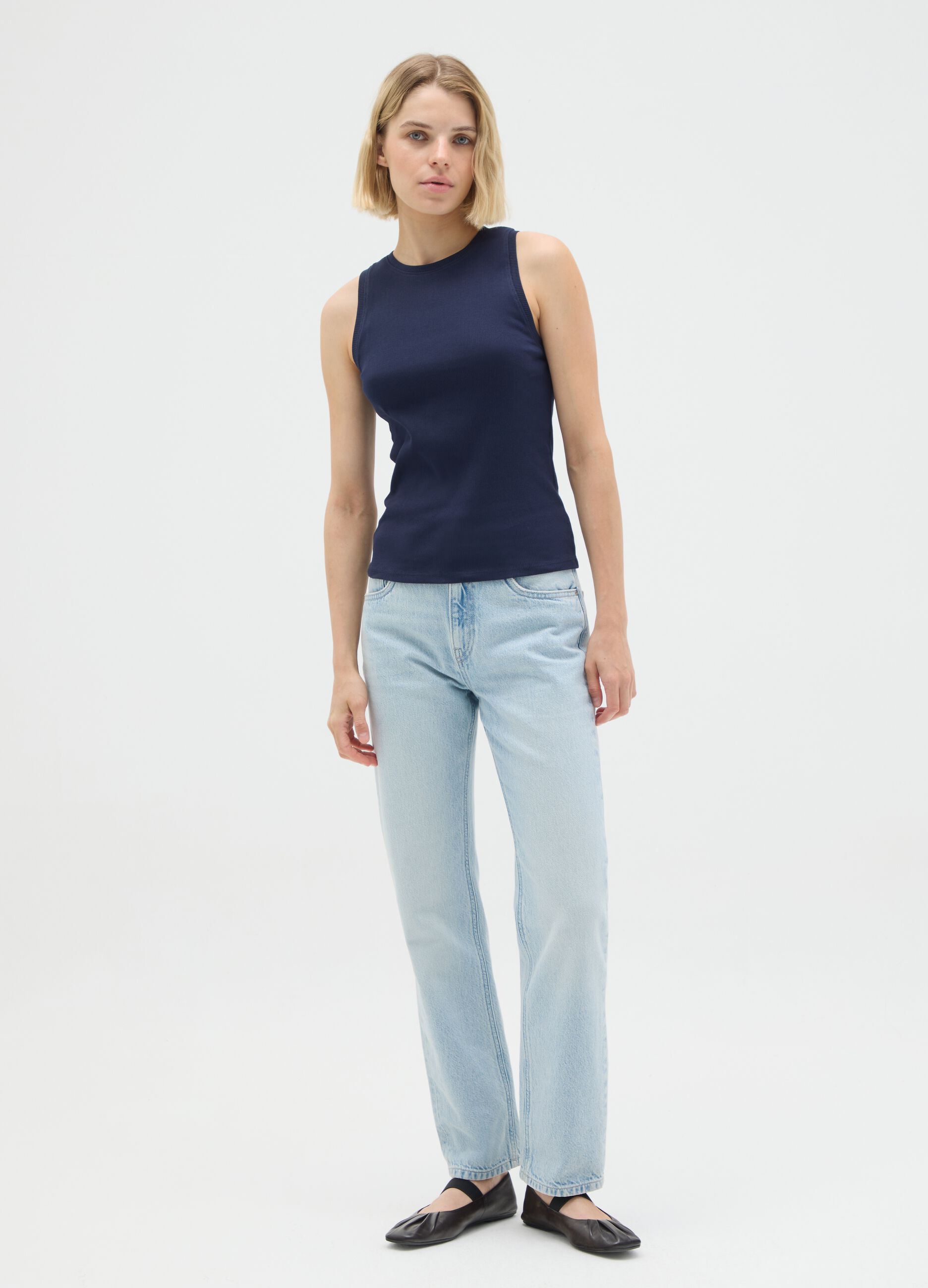Women's Pure Cotton Blue Tank Top