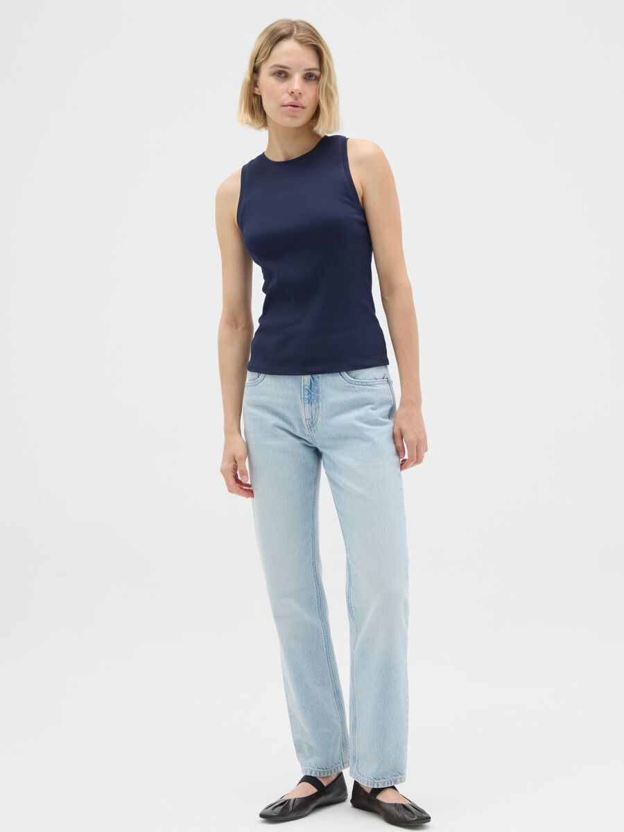 Women's Pure Cotton Blue Tank Top_2