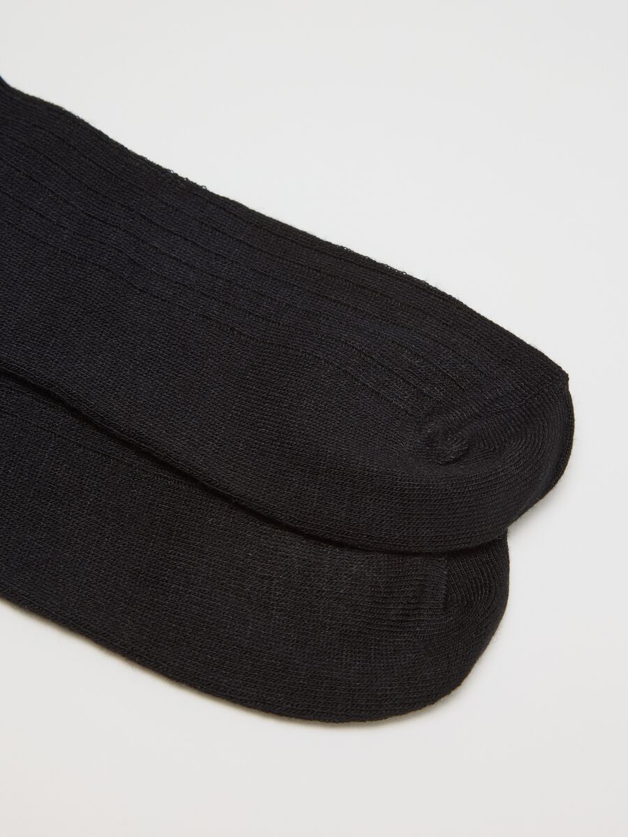 Black elastic bamboo long socks_2