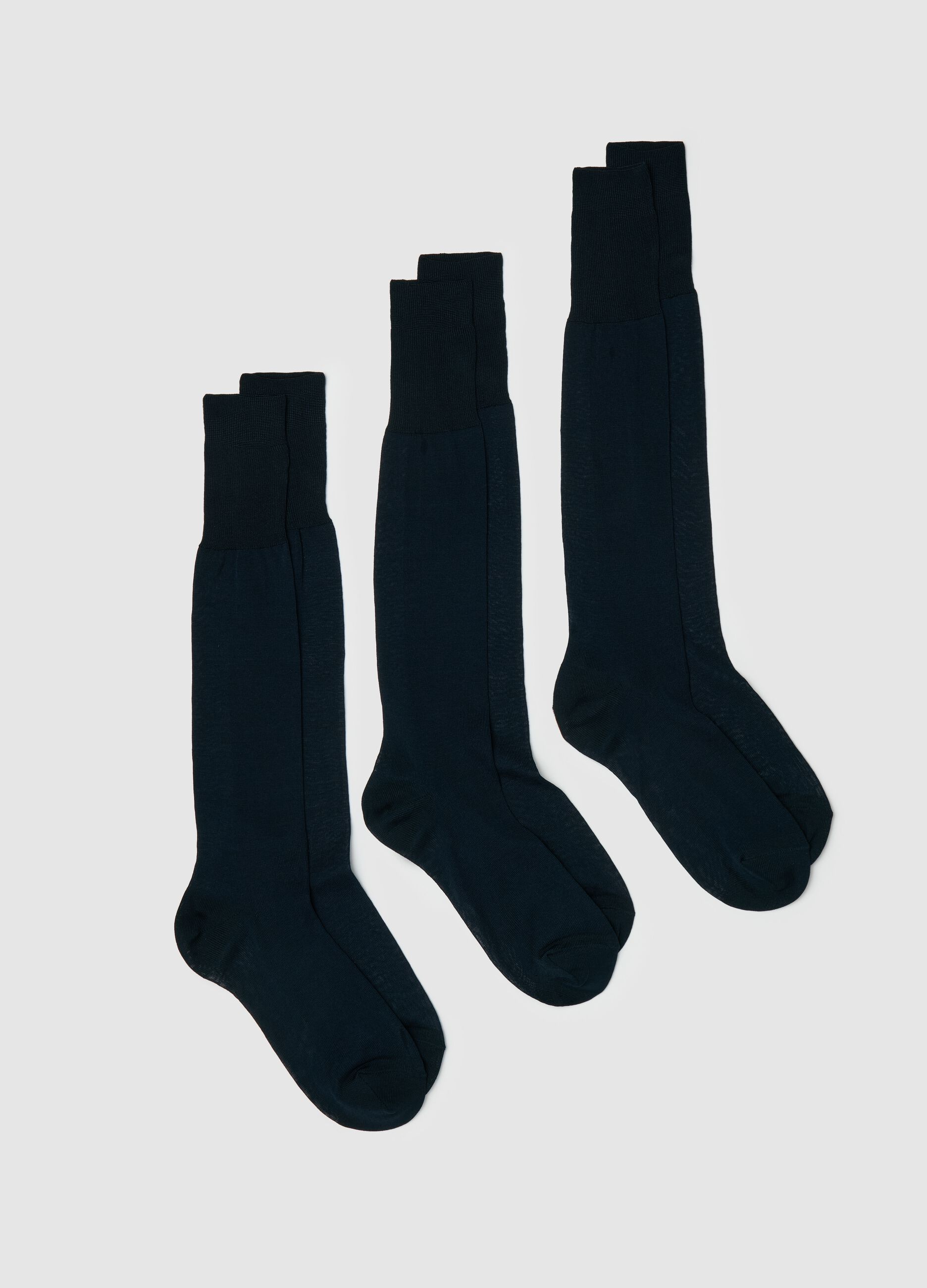 Three-pair pack long socks in Scottish yarn