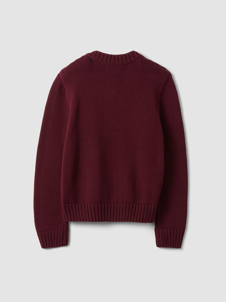 Cardigan rosso in puro cotone con girocollo e bottoni regular fit_6
