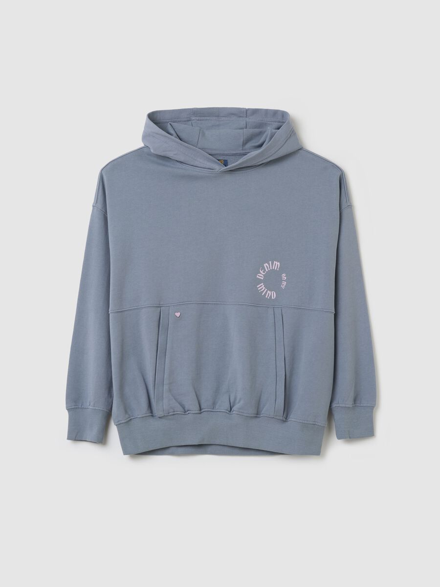 Felpa in cotone con cappuccio "Denim on my Mind"_3