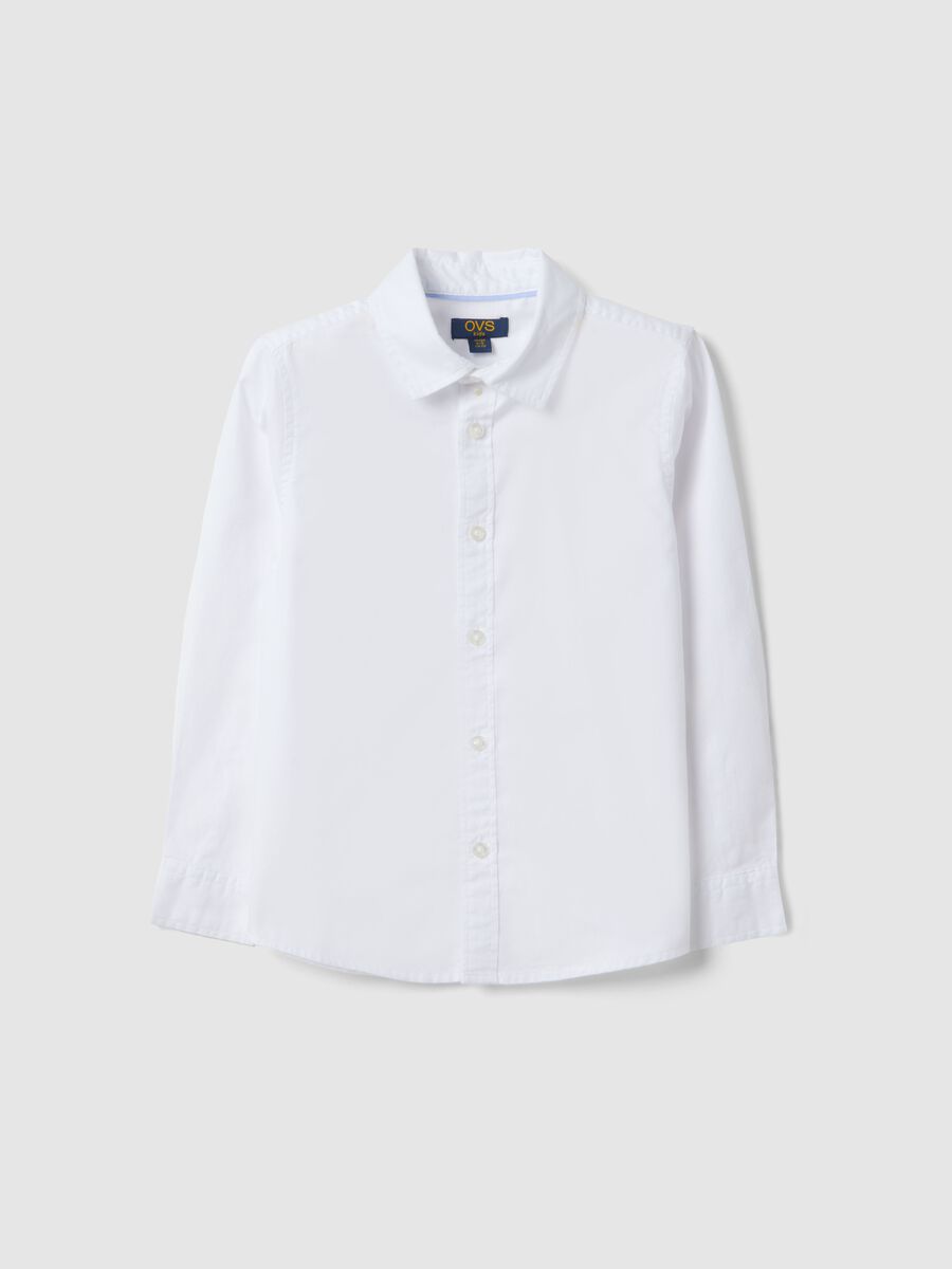 Kid's regular fit white pure cotton shirt_0