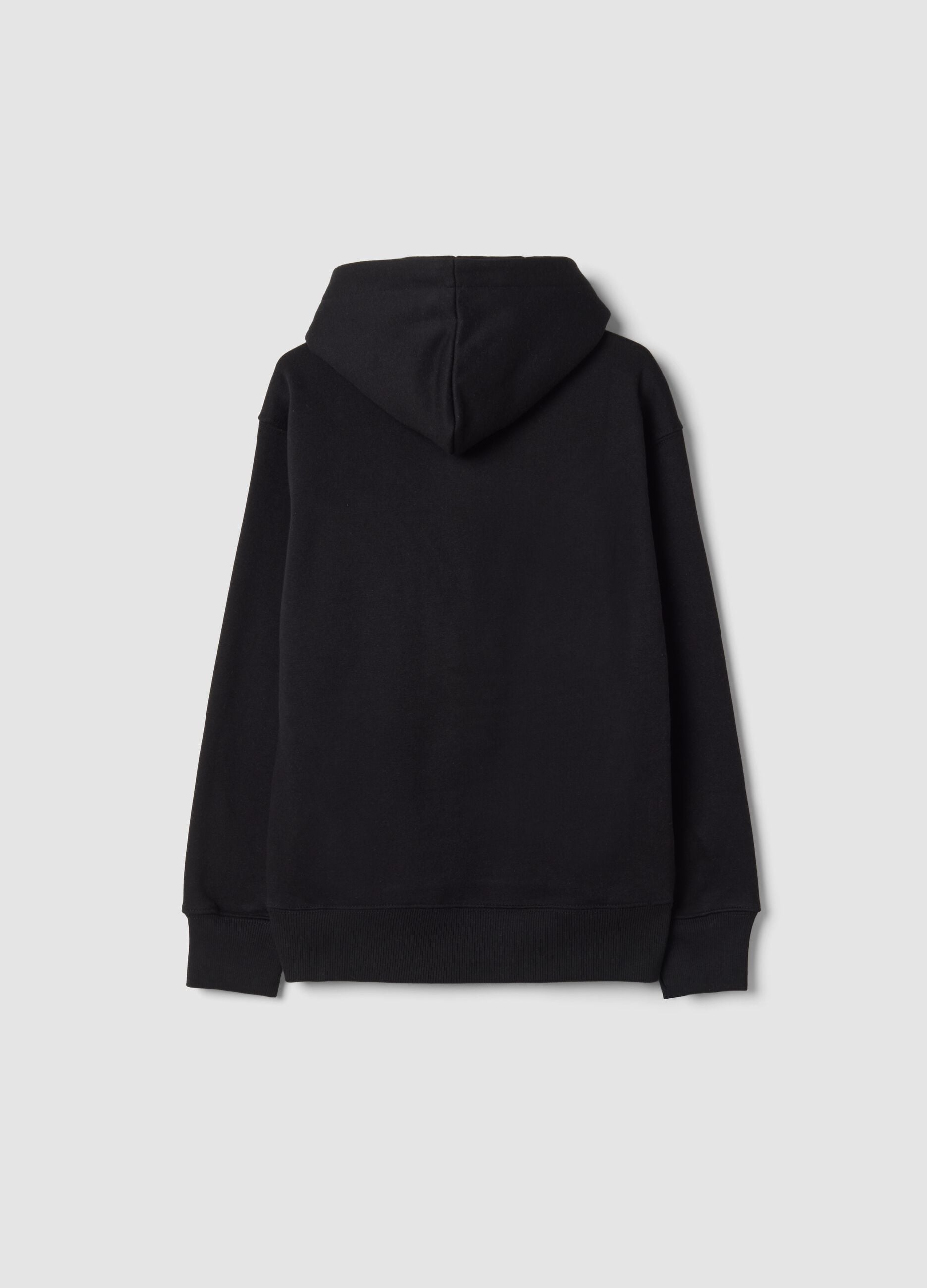 Black cotton-blend hoodie with graffiti print