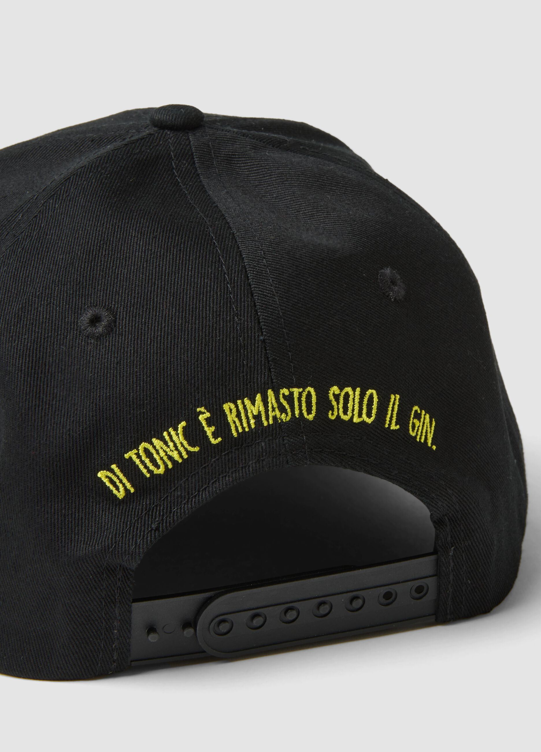 Pure Black Cotton Baseball Cap with Gin Tonic Embroidery