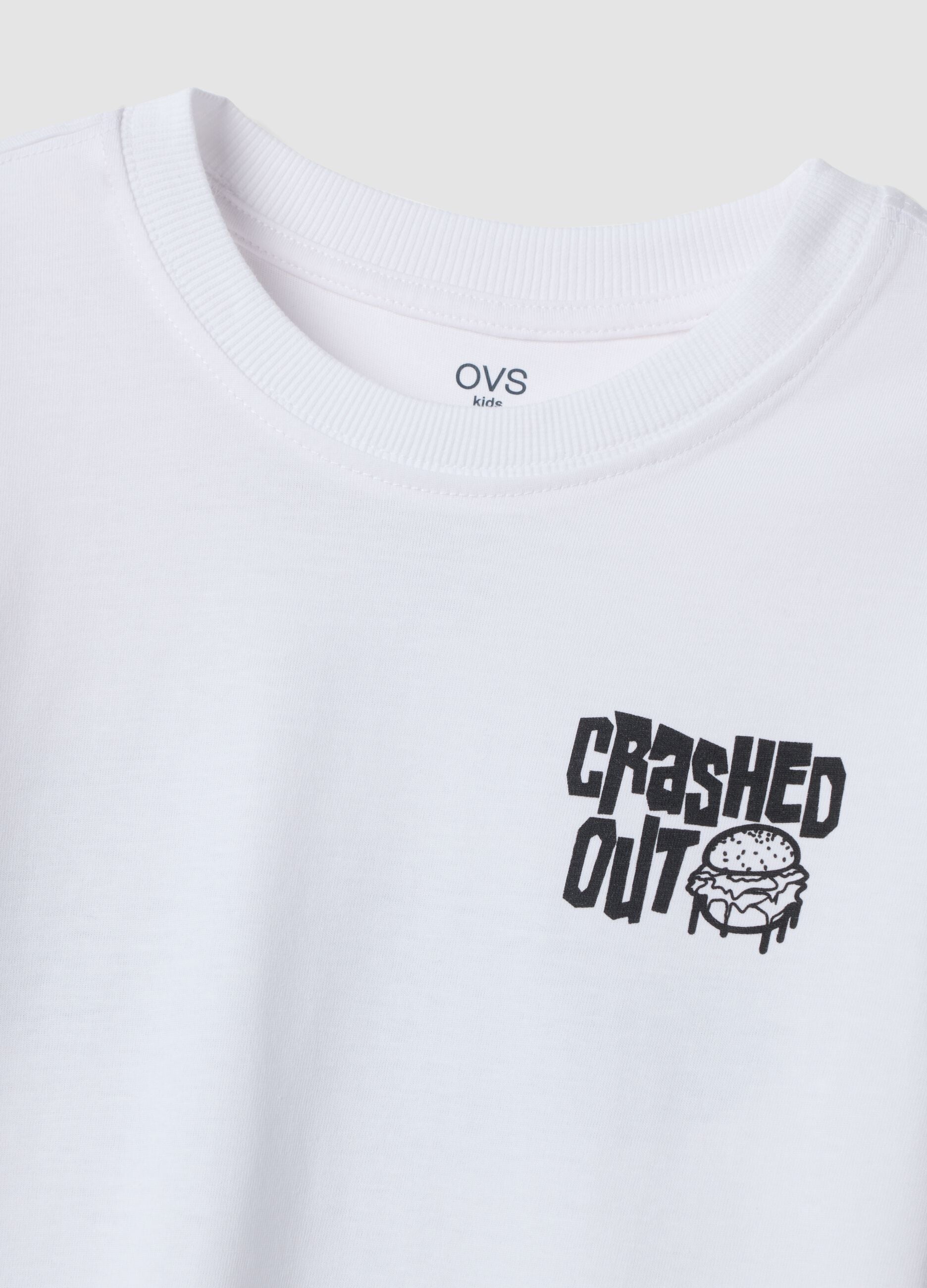 White organic cotton relaxed-fit T-shirt with print