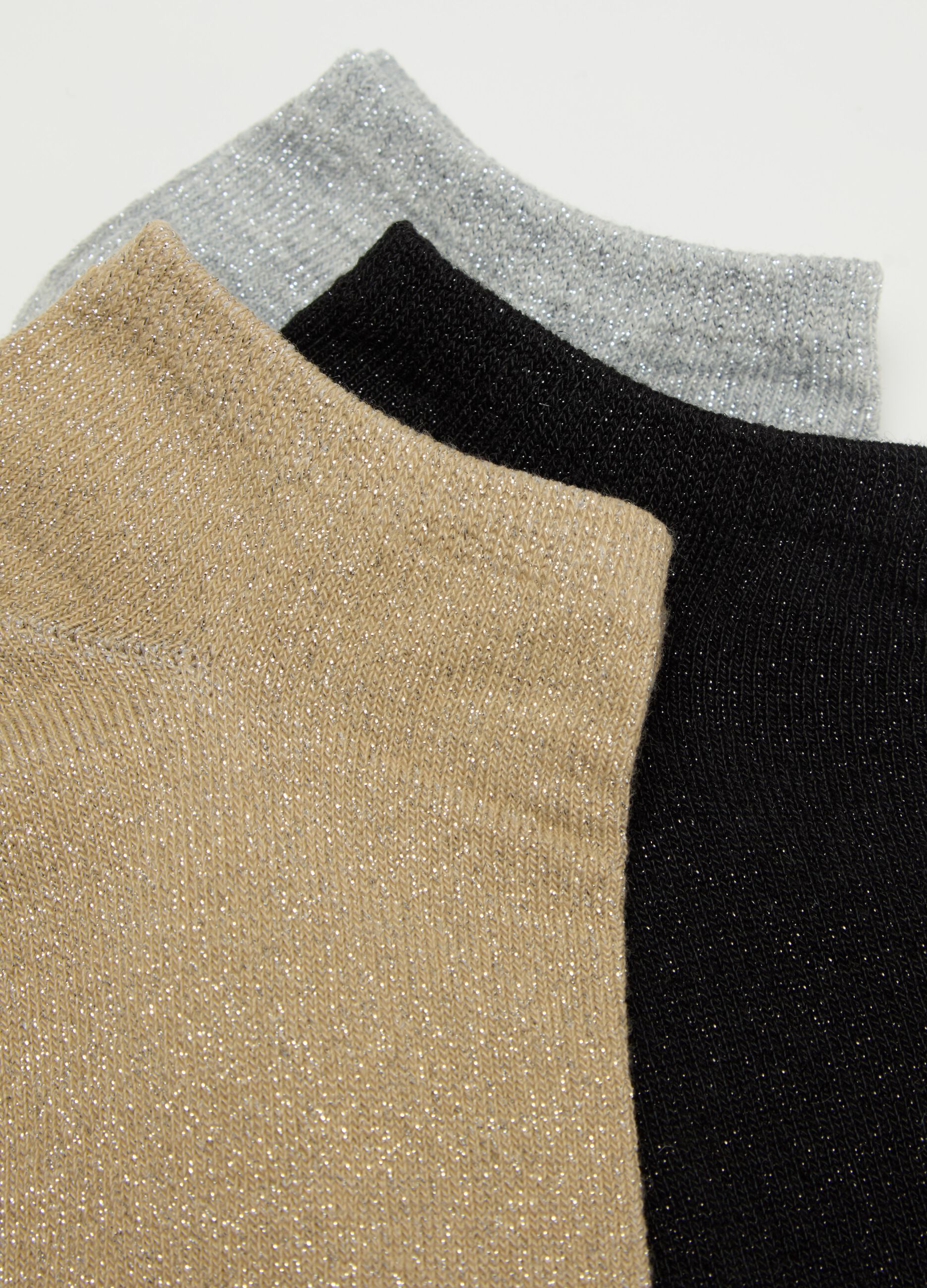 Seven-pair pack sneaker liners with lurex