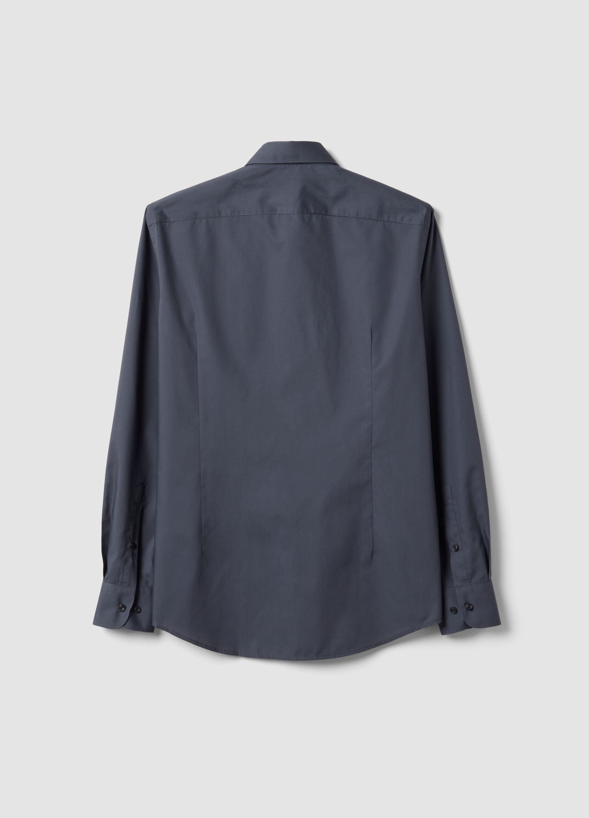 Camicia grigia slim fit con colletto classico easy iron