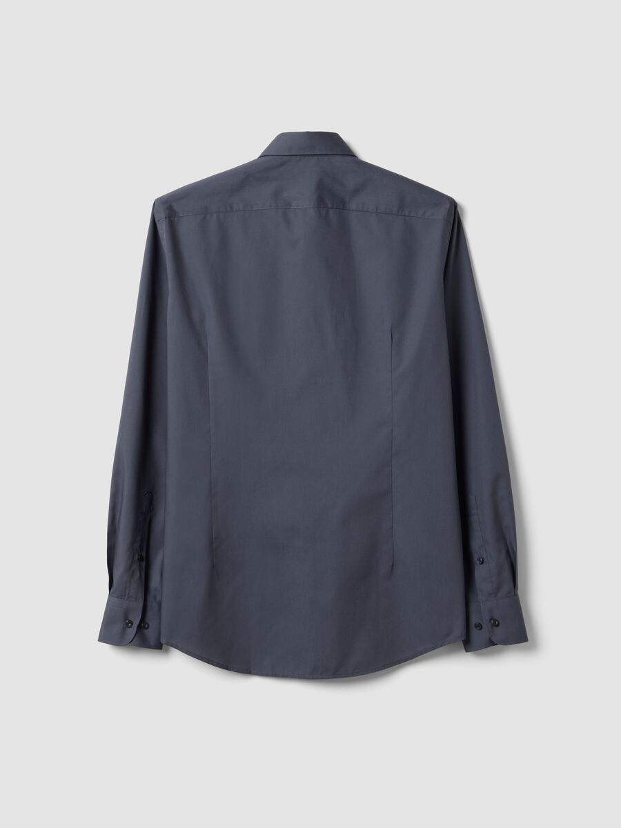 Camicia grigia slim fit con colletto classico easy iron_5
