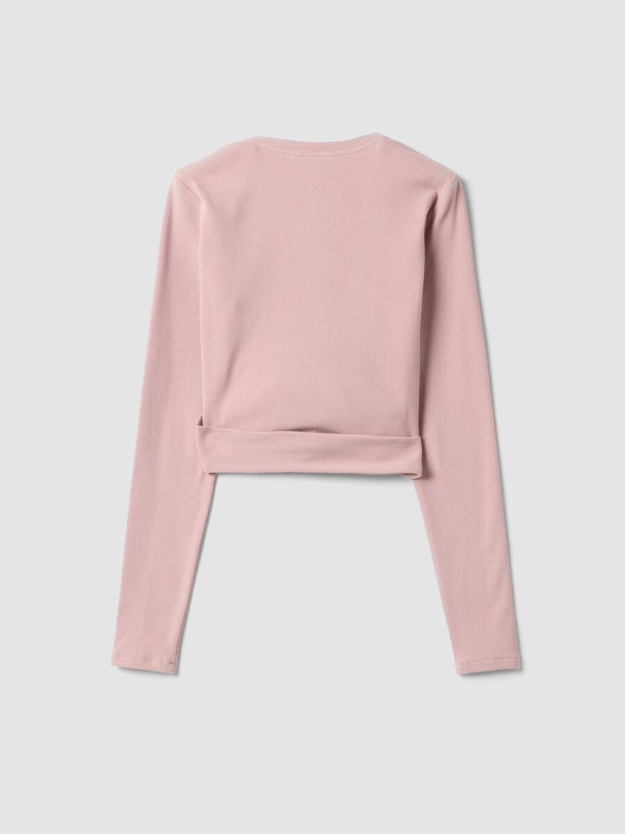 Cardigan rosa in cotone elasticizzato con Scollo profondo a V_8