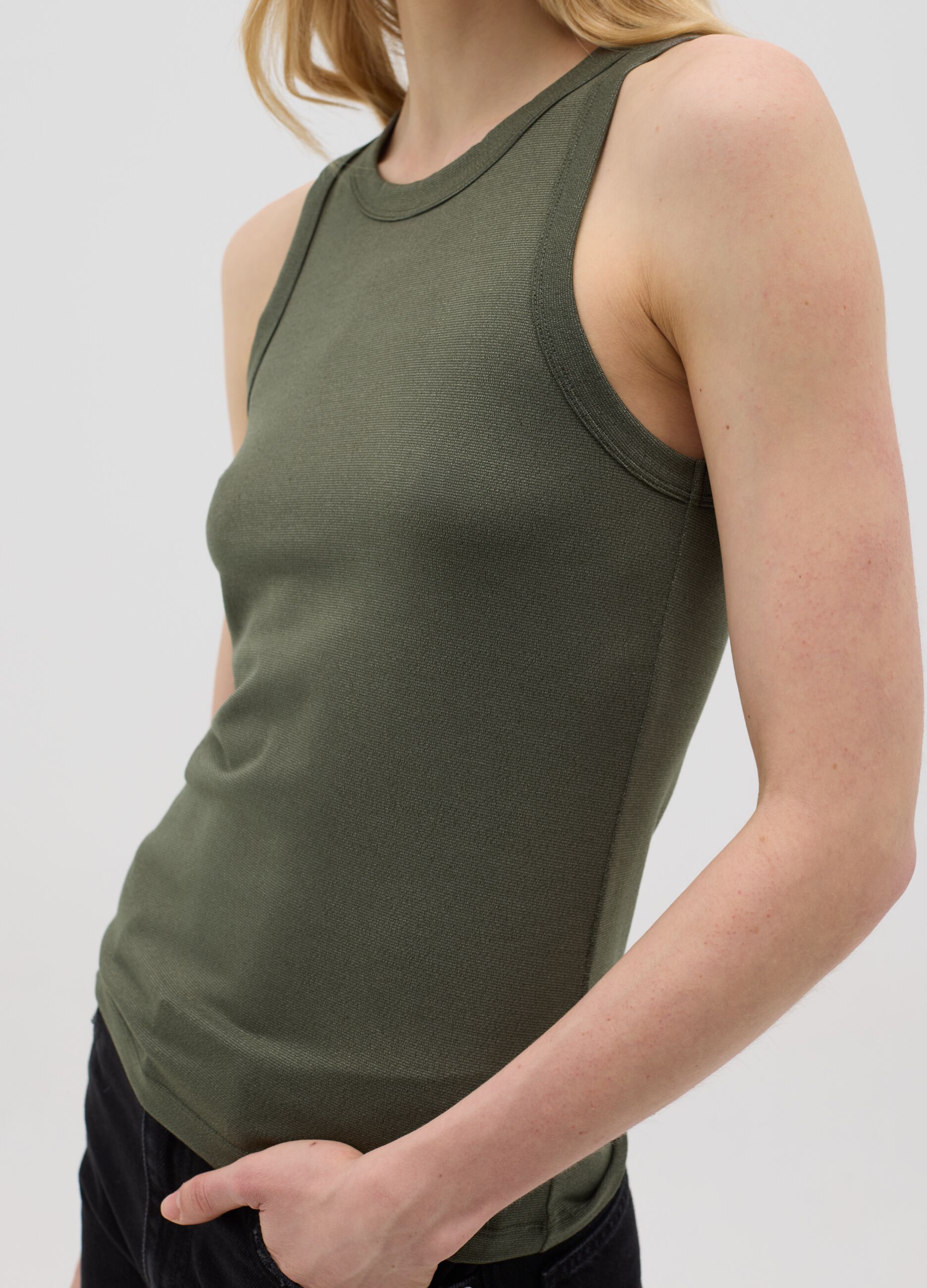 Green Stretch Jersey Tank Top by Ovs