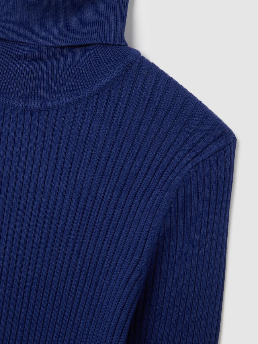 Blue Viscose Blend Turtleneck_1