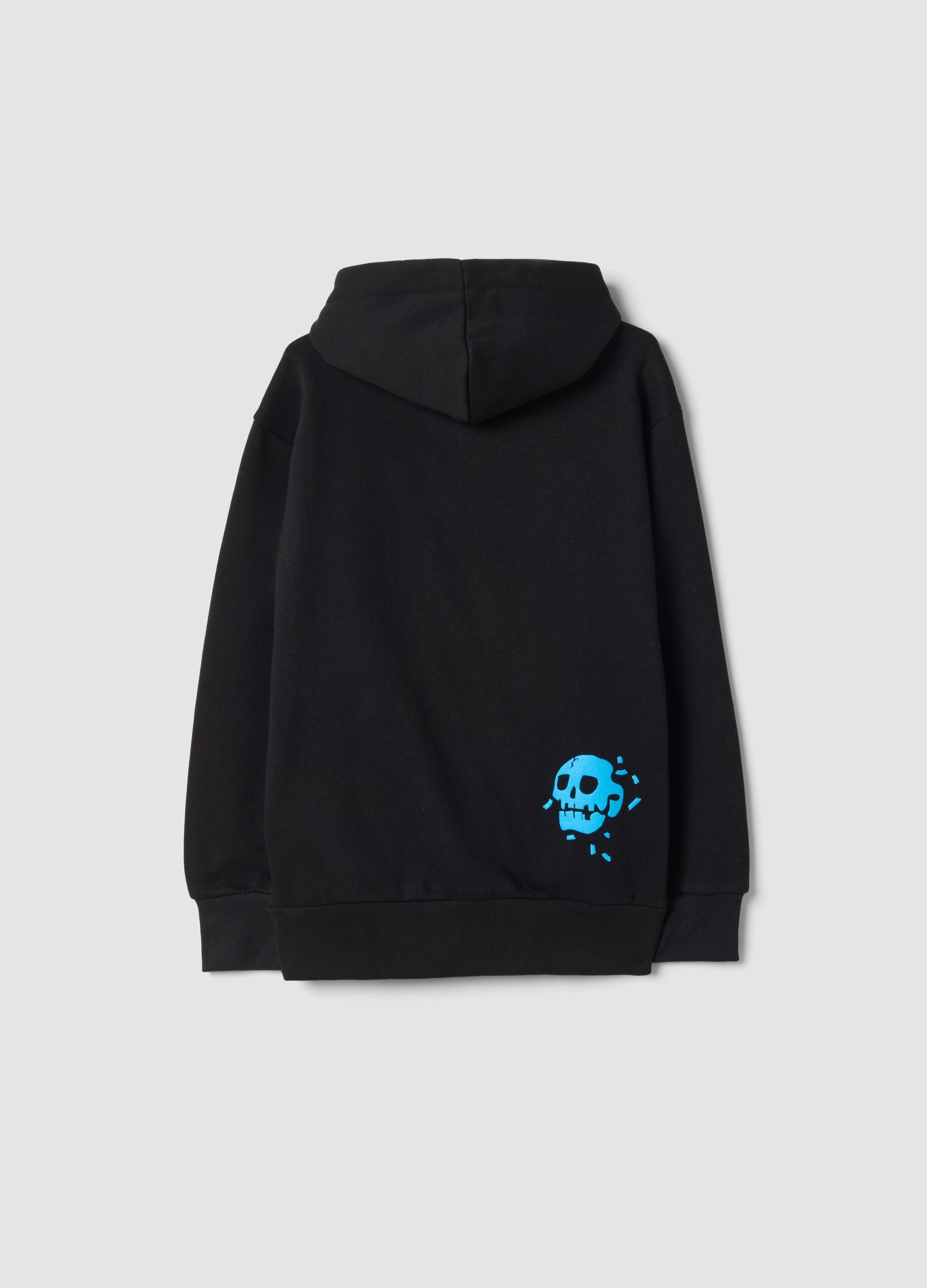 Black cotton-blend hoodie with Los Angeles graffiti print