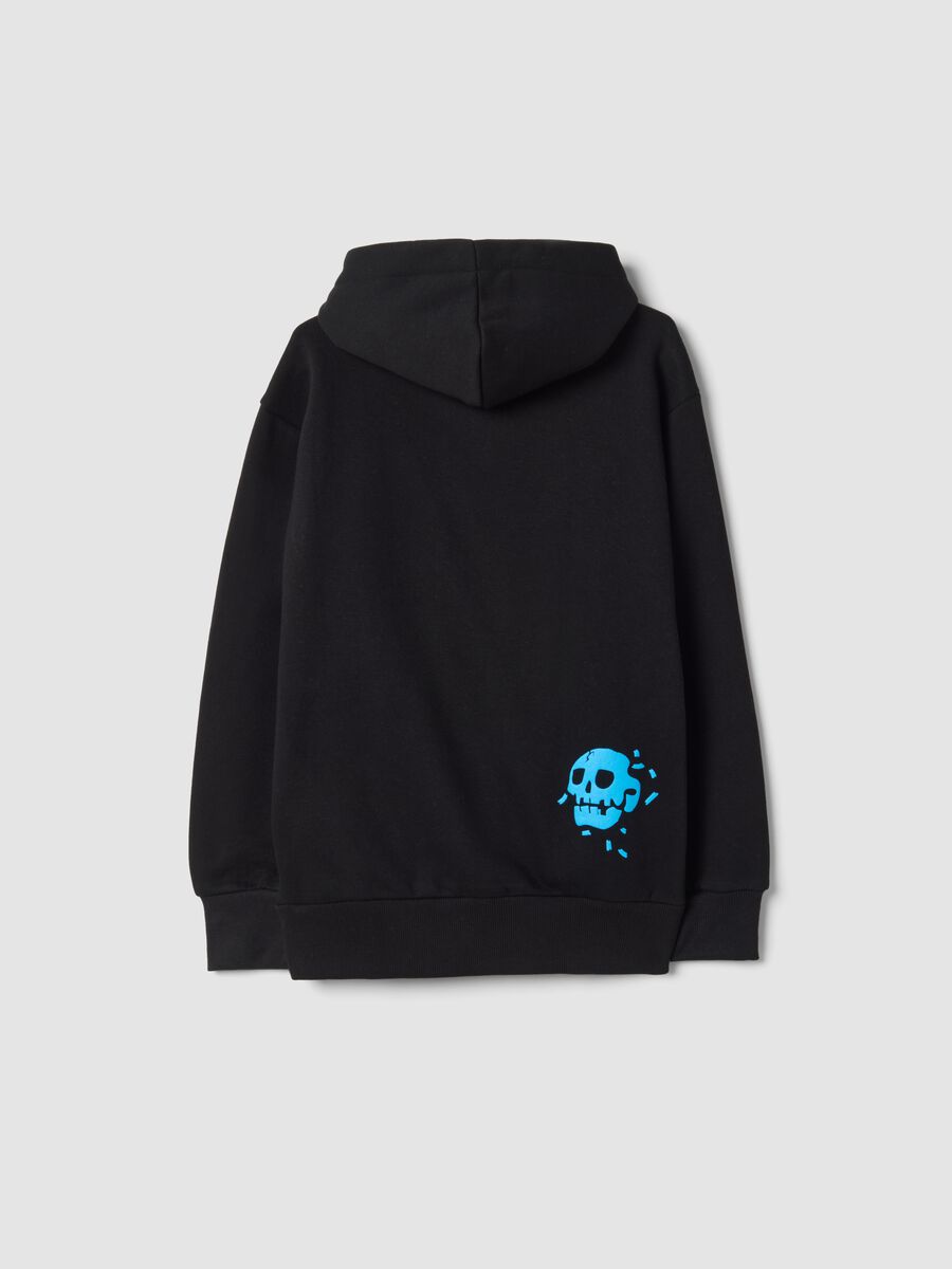 Black cotton-blend hoodie with Los Angeles graffiti print_1