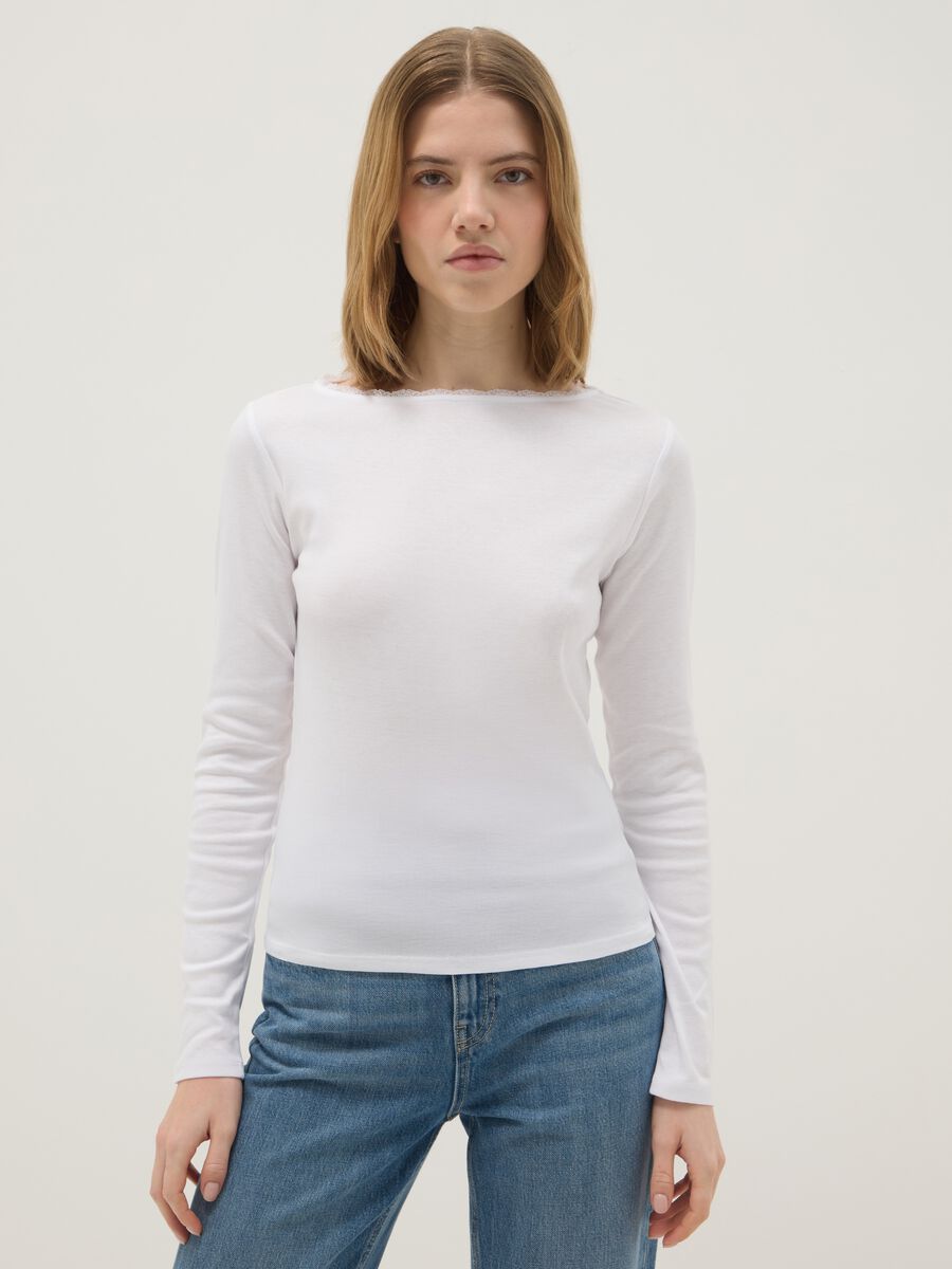 T-shirt in puro cotone bianca regular fit_0