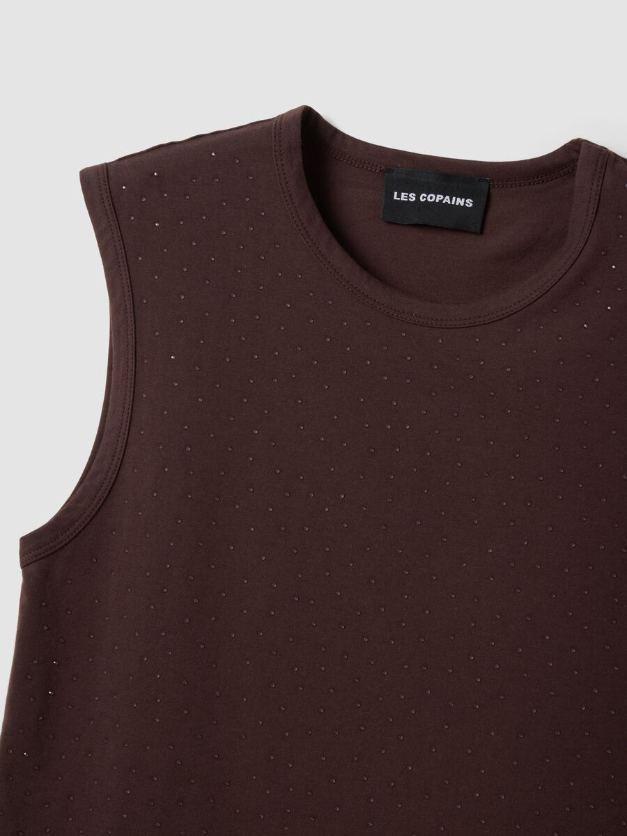 Brown cotton-blend top_1