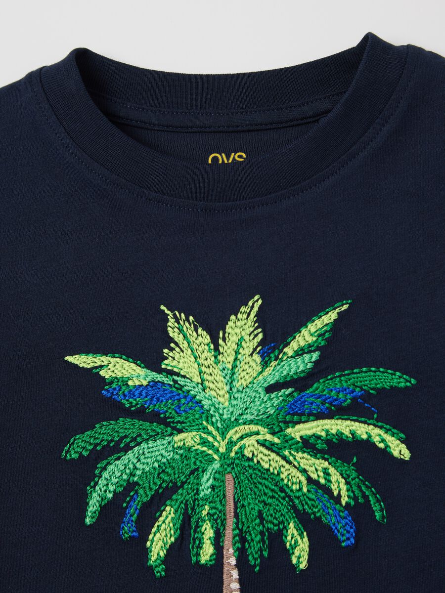 Blue T-shirt with palm print_2