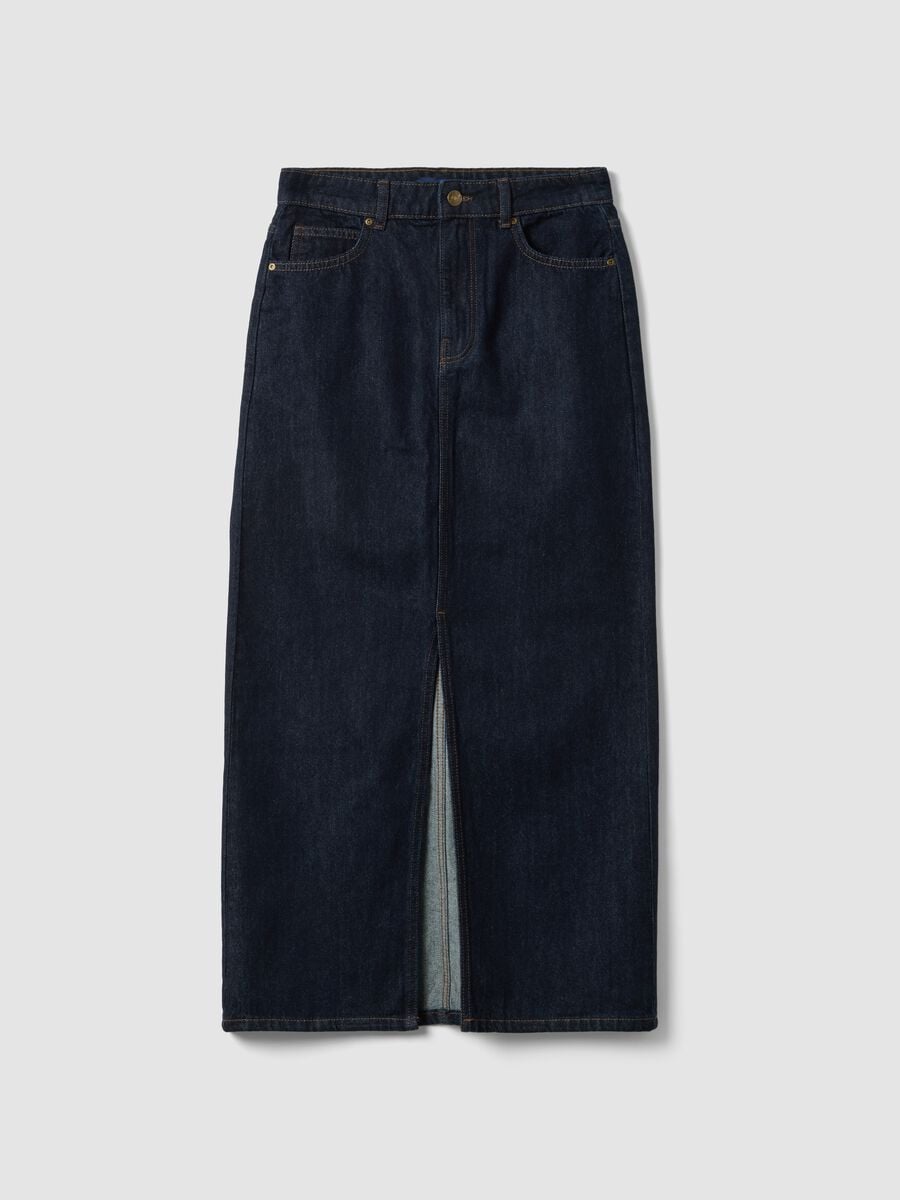 Blue midi skirt in pure cotton denim_4