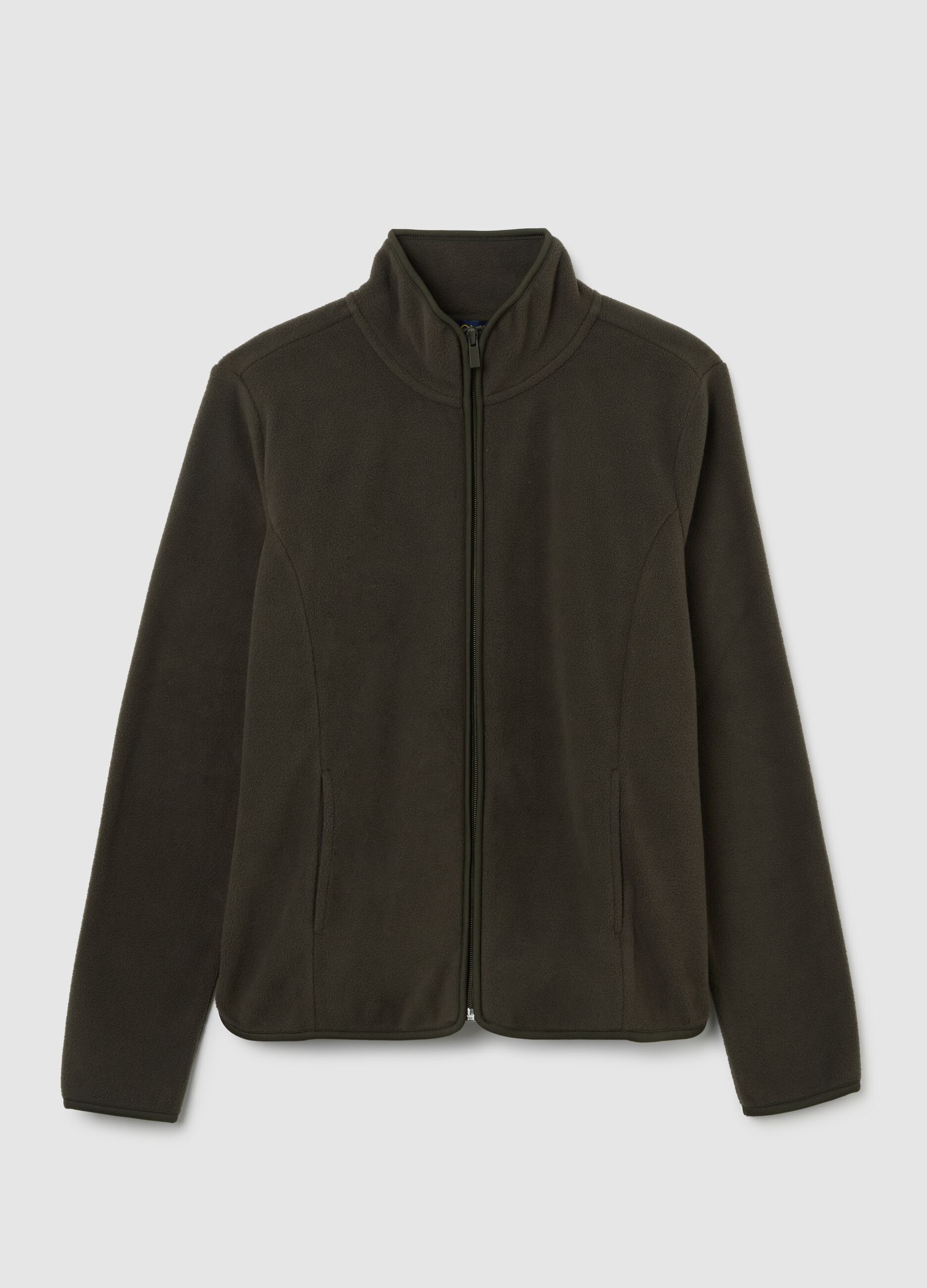 Green fleece fitted zip sweatshirt