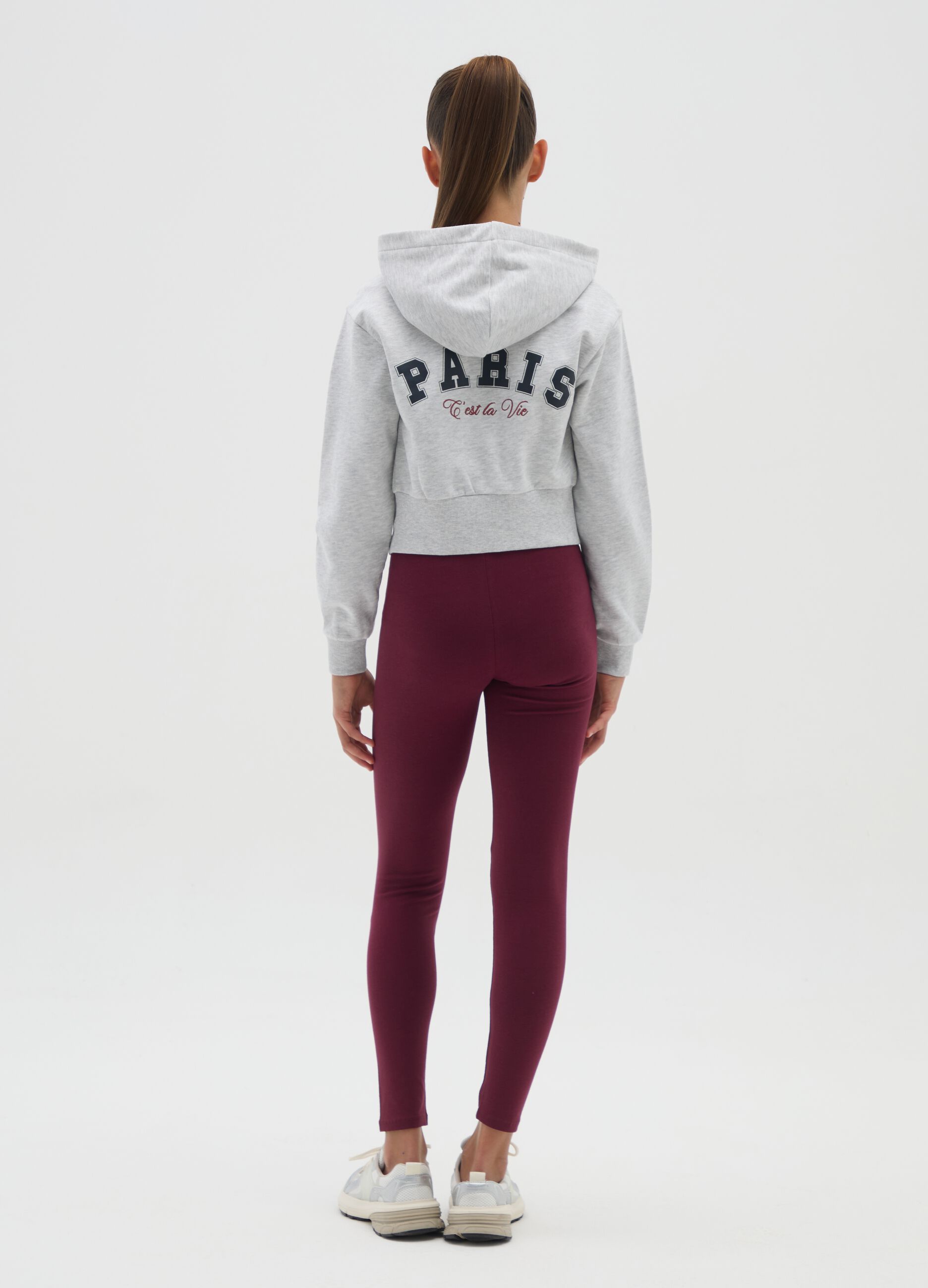 Girls' Red Stretch Cotton Skinny Leggings
