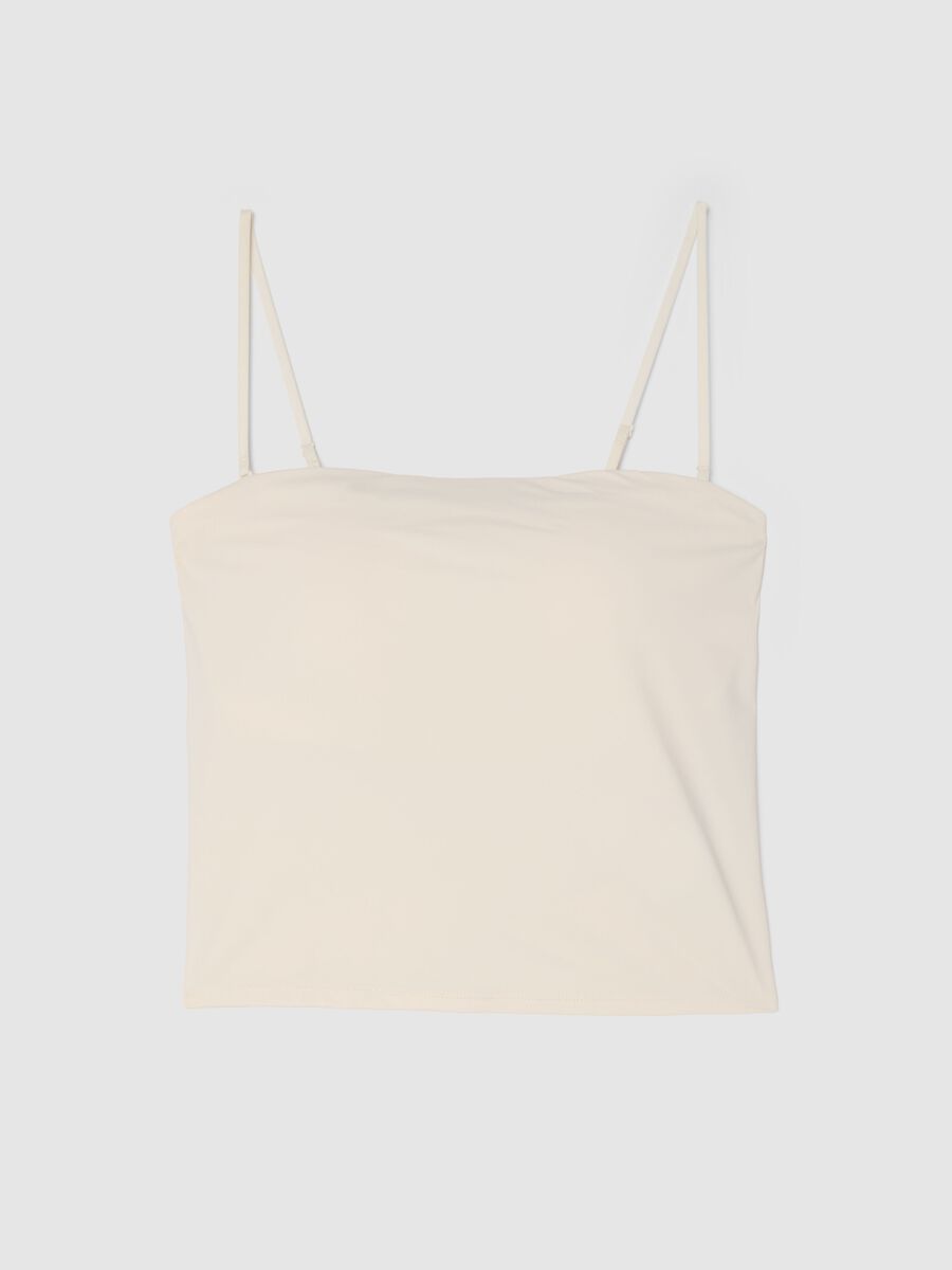 Beige regular fit camisole with square neckline_4