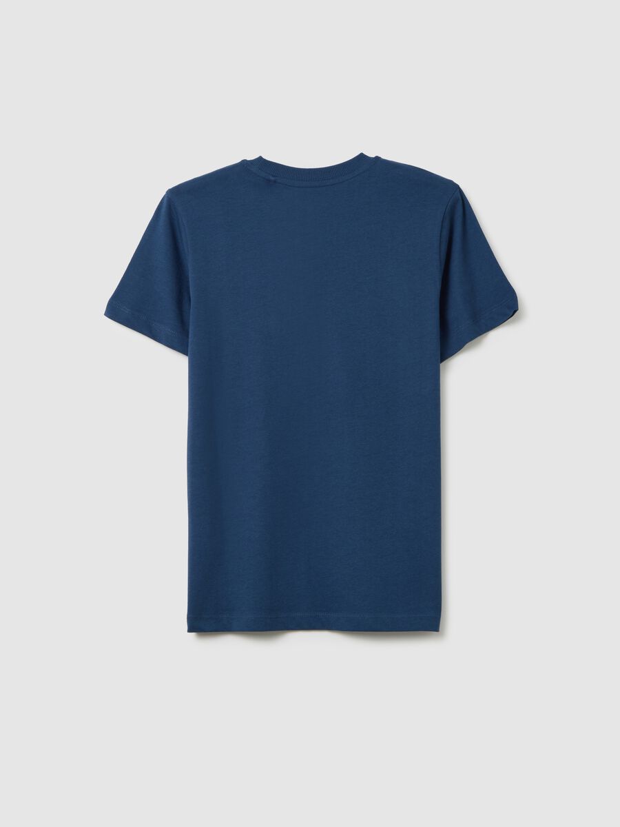 T-shirt da ragazzo in puro cotone blu regular fit_4