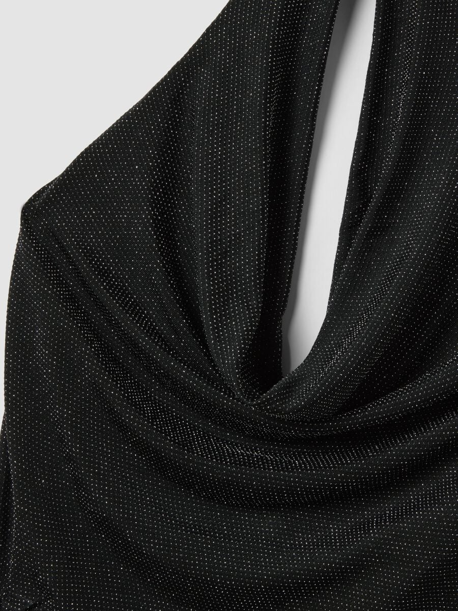 Black stretch top with draped neckline_5