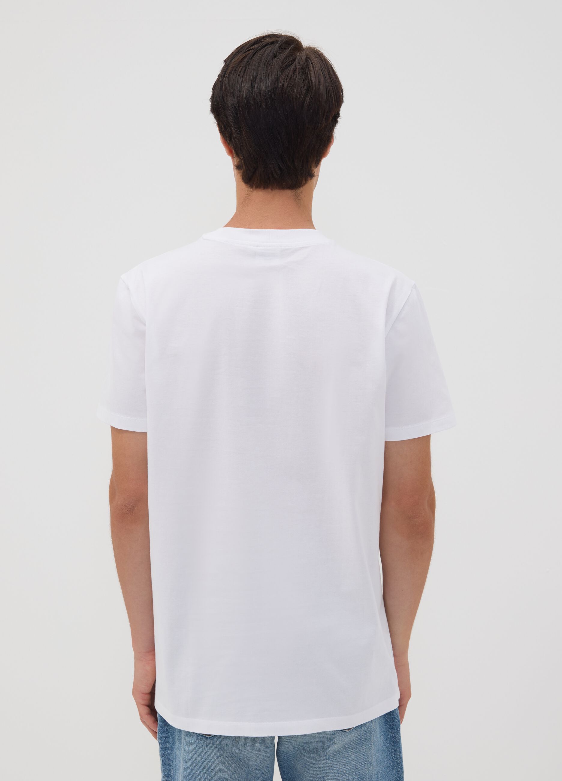 White pure cotton T-shirt with Simpsons print