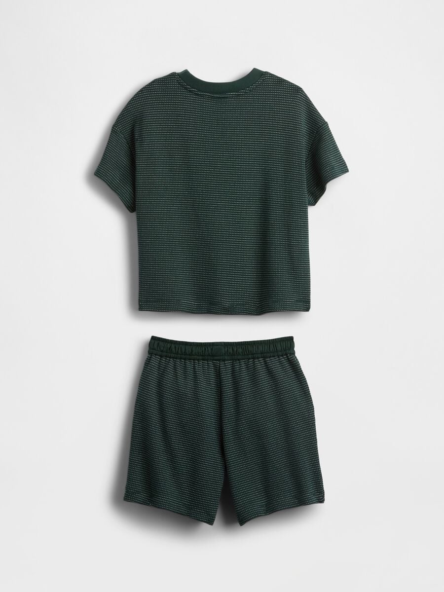 Set in cotone elasticizzato con t-shirt e shorts_0