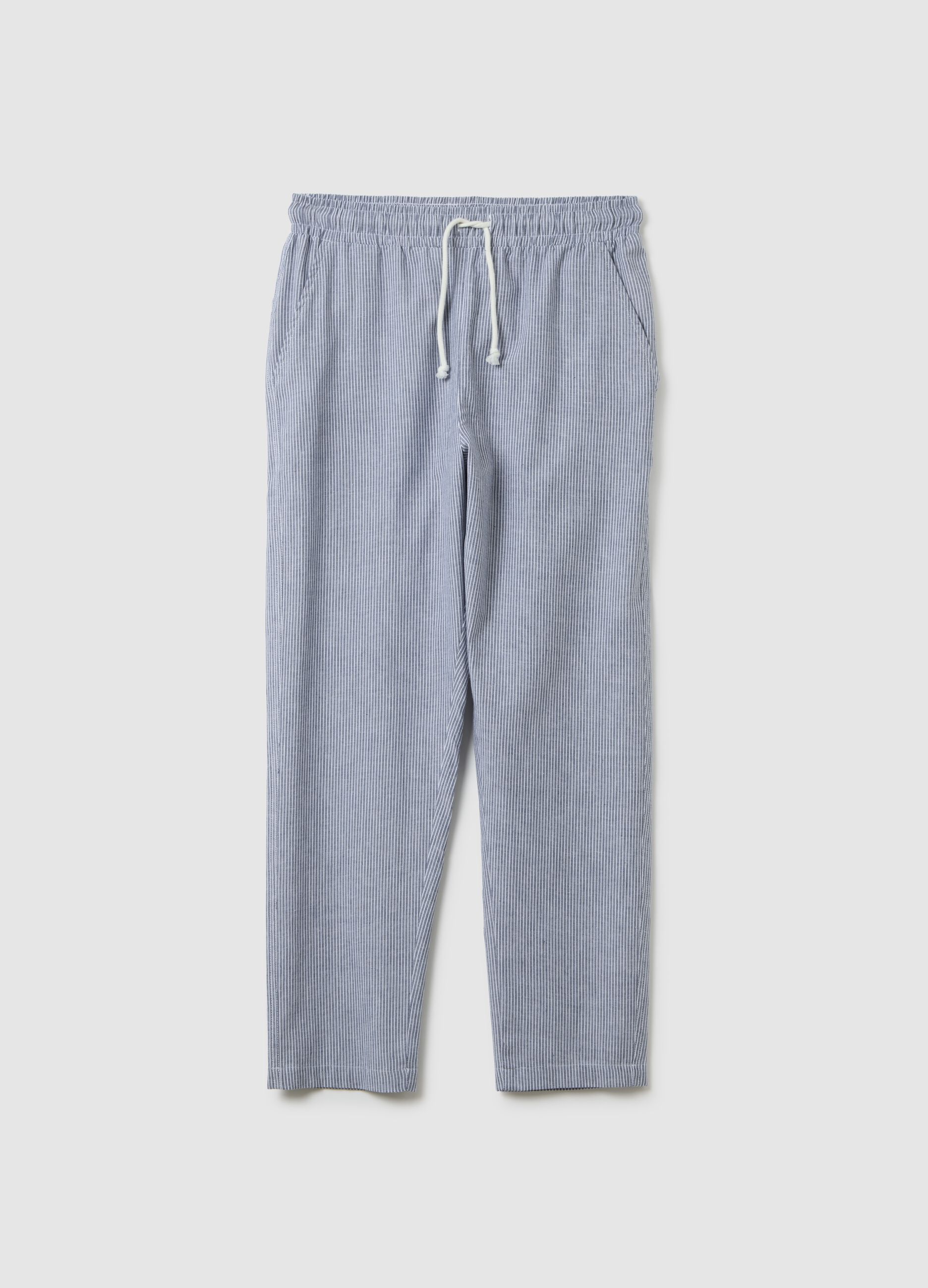 Men's pure cotton blue trousers, regular fit