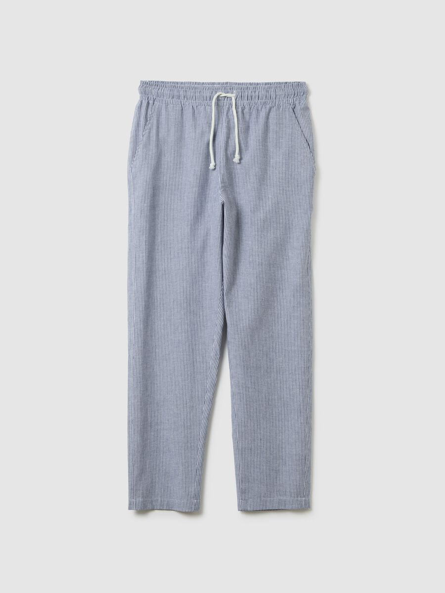 Men's pure cotton blue trousers, regular fit_4