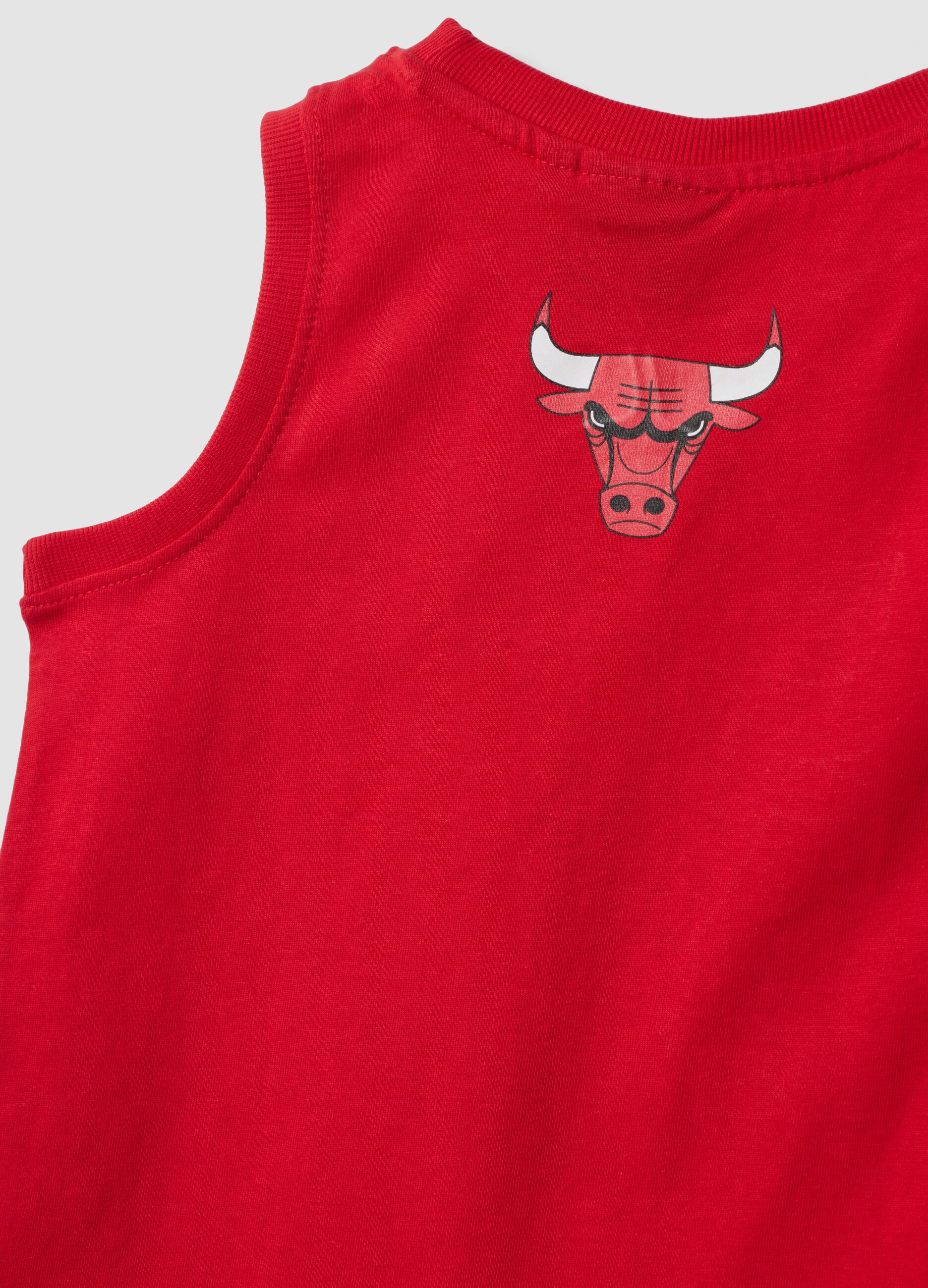 Red pure cotton vest top with front print