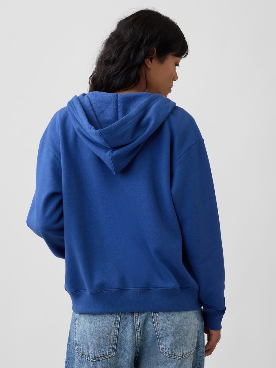 Navy blue cotton-blend hoodie with zip and GAP logo_2