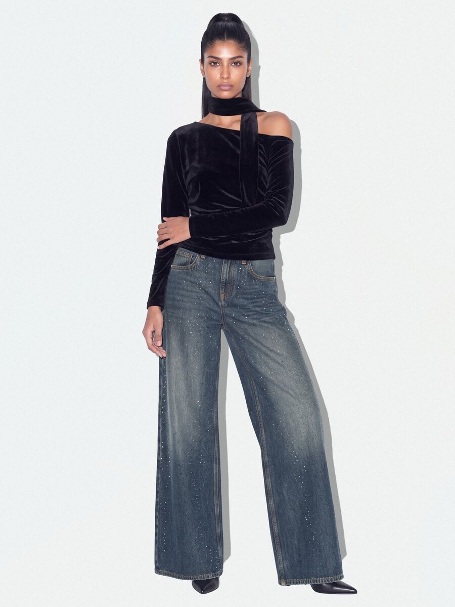 Jeans denim blu super wide leg in puro cotone_1