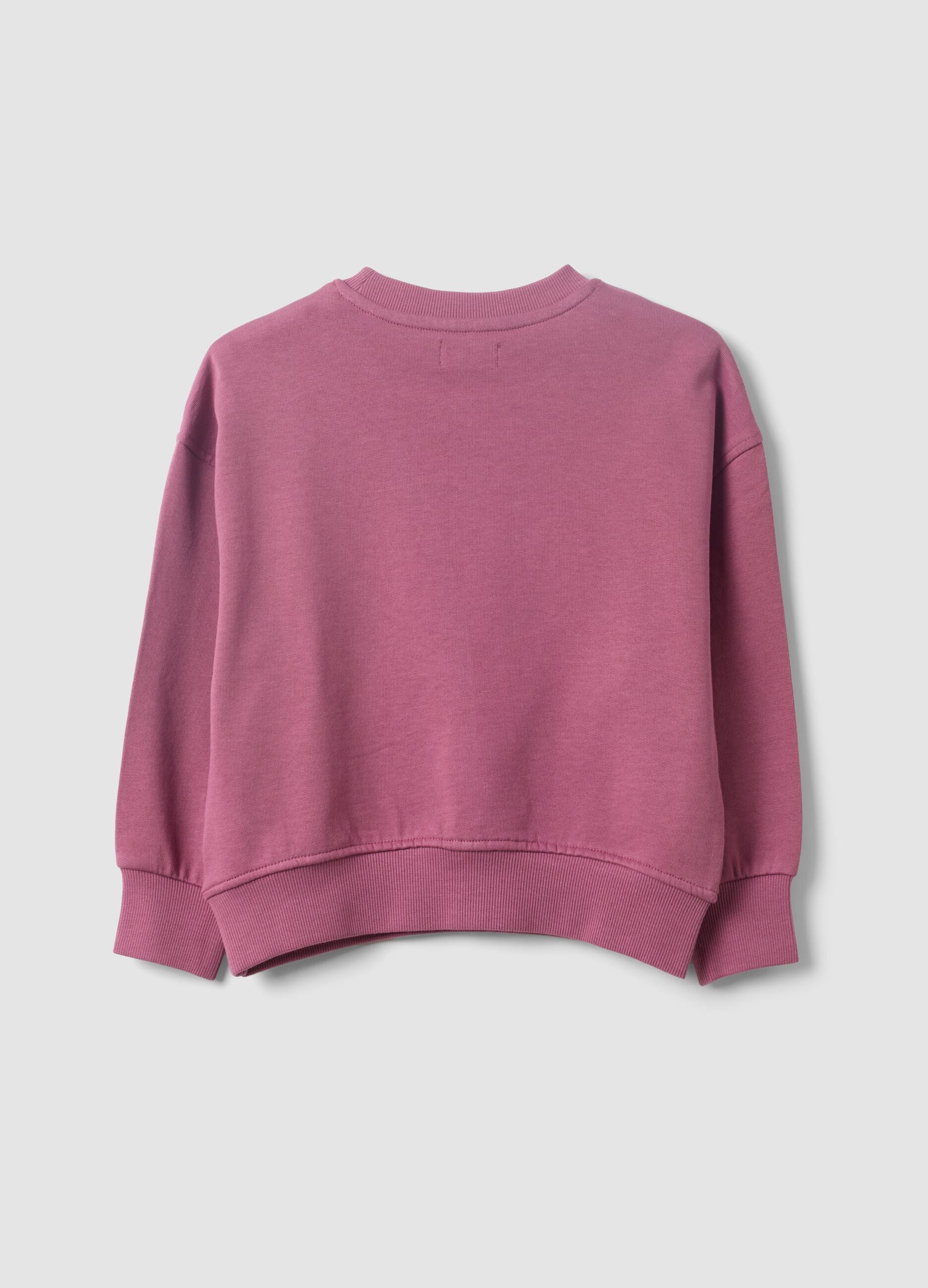 Purple pure cotton sweatshirt with star print, regular fit for girls