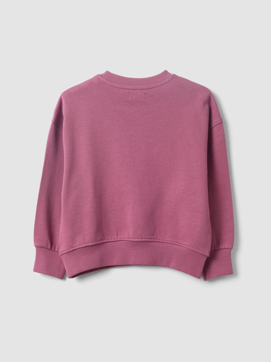 Felpa viola in puro cotone con stampa stella regular fit per bambina_1