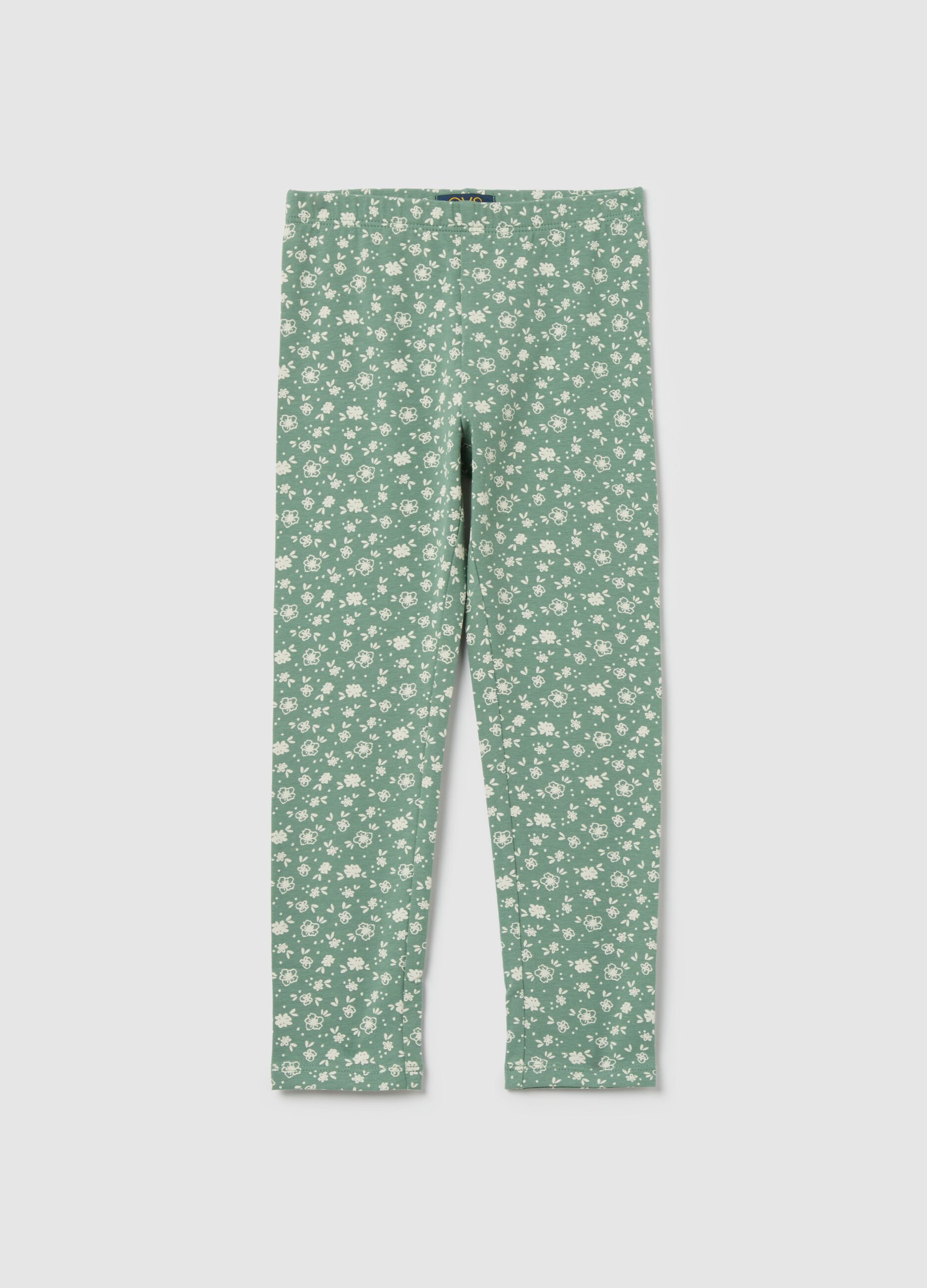 Leggings in cotone stretch stampa fiorellini