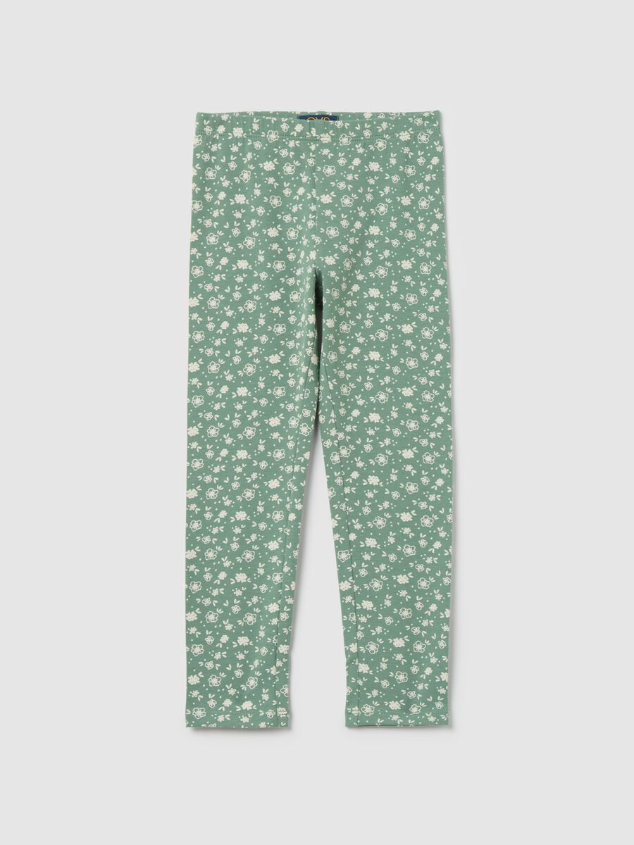 Leggings in stretch cotton with ditsy floral print_0