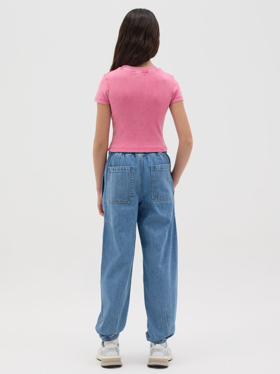 Joggers cargo in denim con coulisse _3