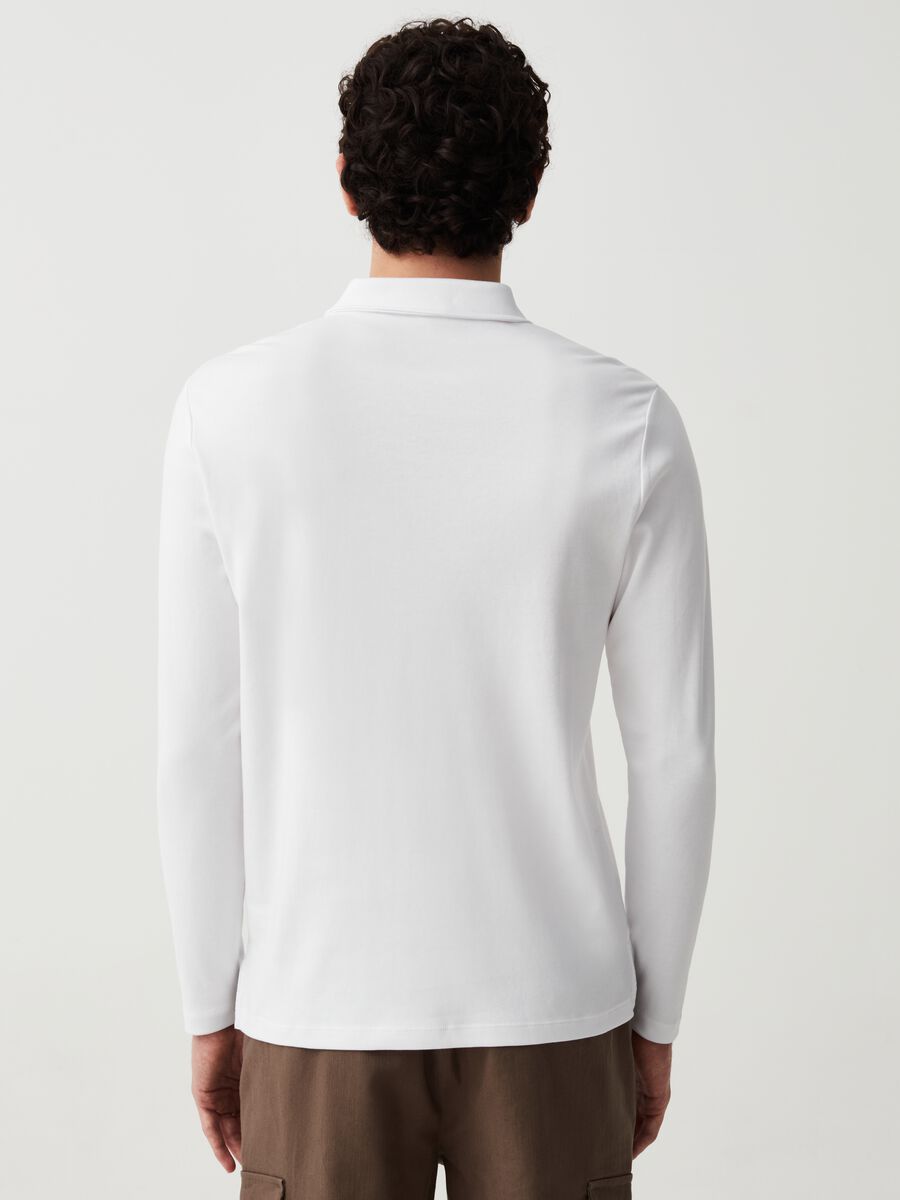 Long-sleeved cotton polo shirt_2