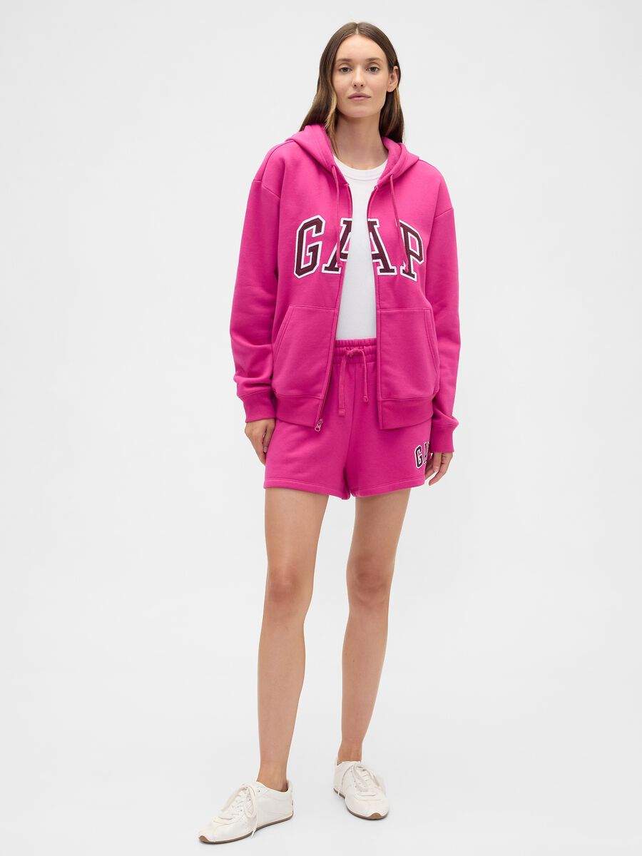 Felpa rosa con cappuccio e zip intera_1