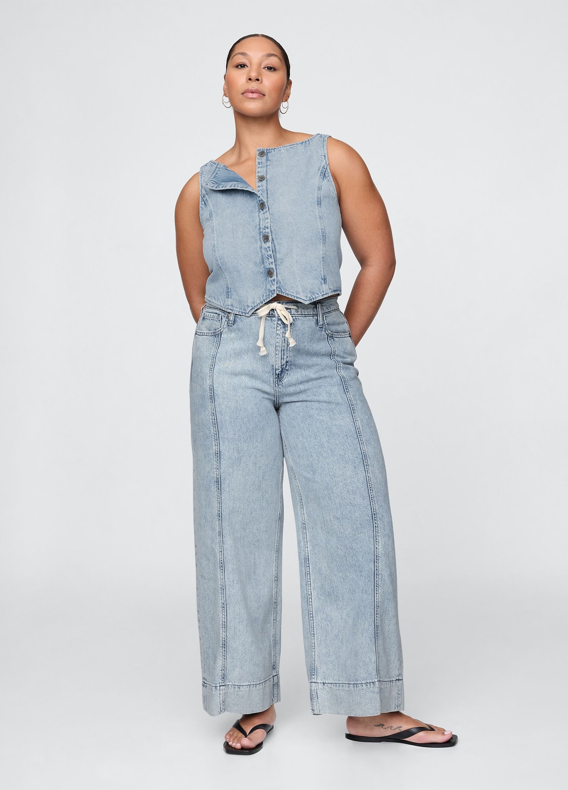 Light Denim Wide Leg Trousers by Gap