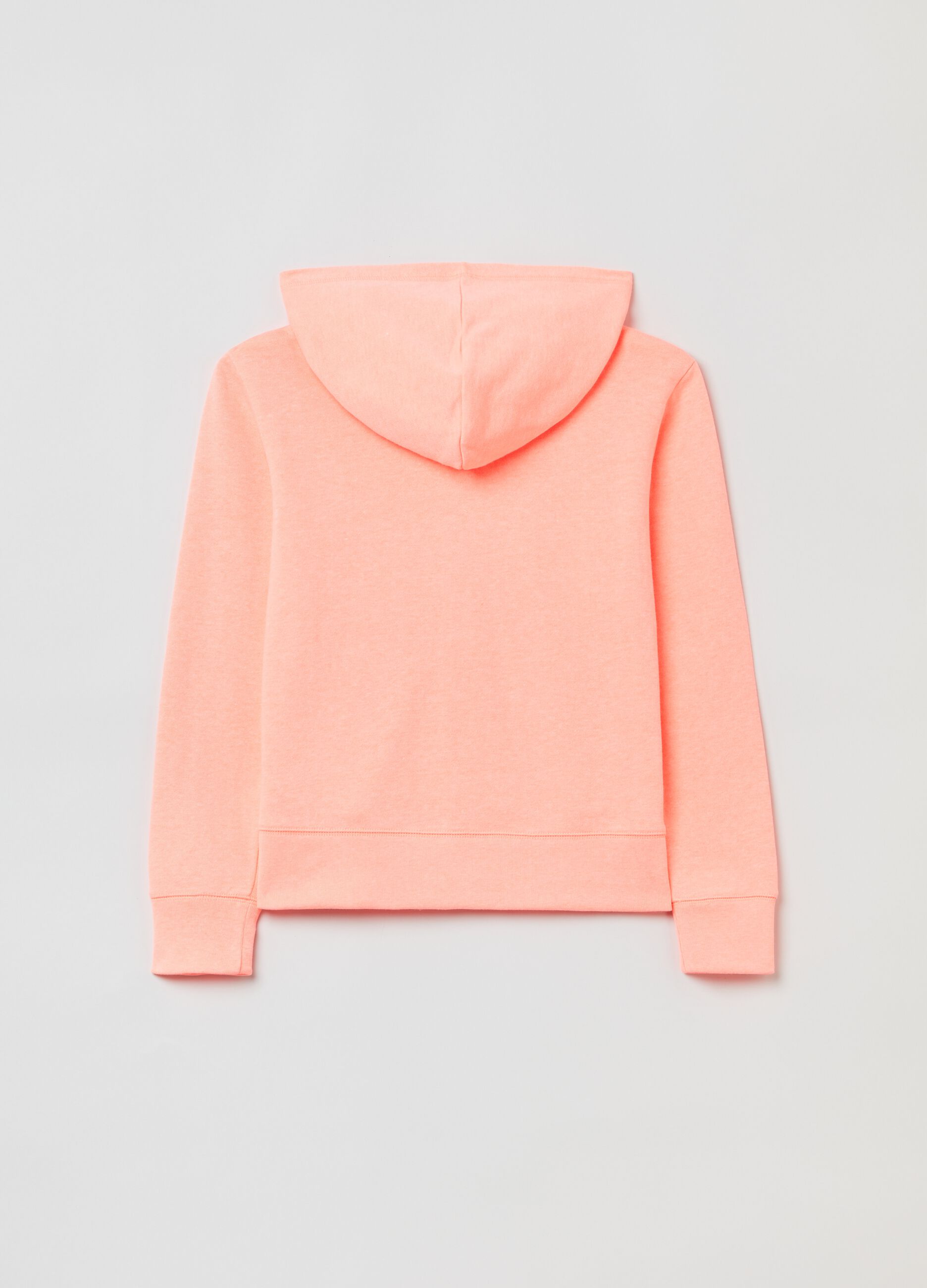 Full-zip sweatshirt in fleece with hood and embroidery